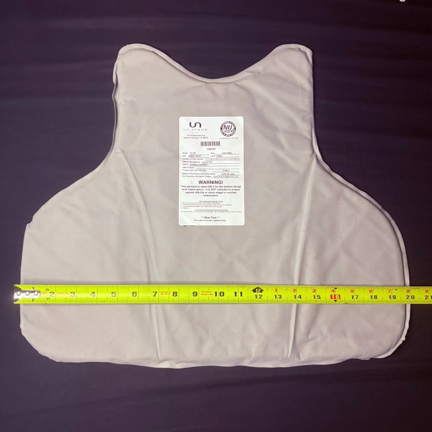 US Armor Level II (2) Bullet Proof Vest ~Size XL~ 2021 w/6x8 Trauma Plate11