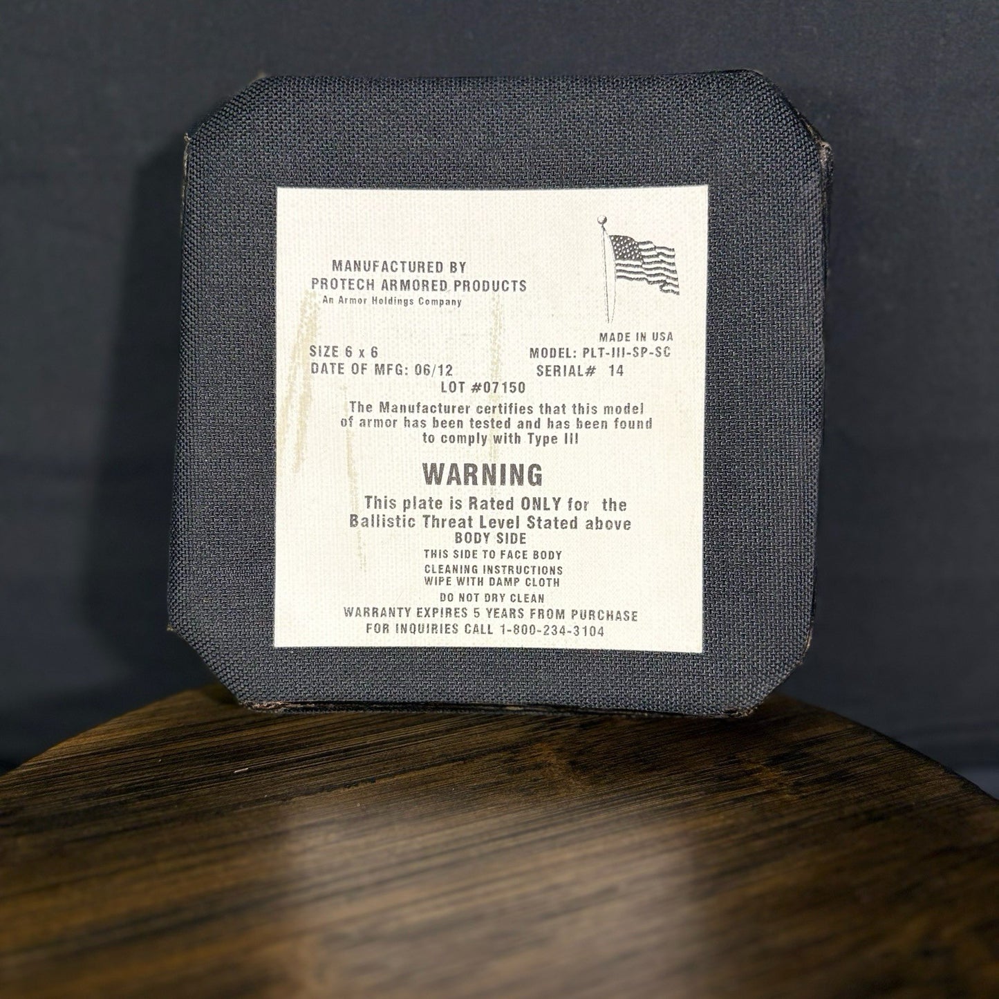 Protech Level III / 3 6” x 6” Hard Plate NIJ Rated Lvl III Strike Plate7