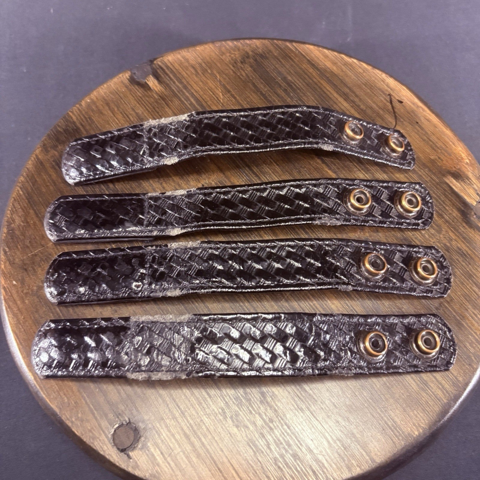 Bianchi Duty Belt Keepers Basket Weave Leather 7.5” Hidden Snaps (4 Lot) USED4