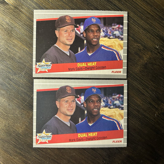 1989 Fleer #635 Dual Heat (Mark Davis / Dwight Gooden) (2) High Grade Cards0