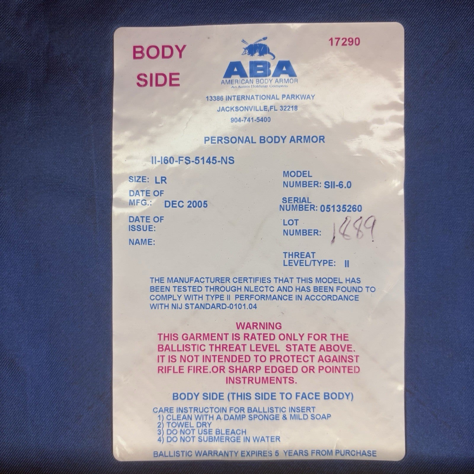 American Body Armor Bullet Proof Vest Level II (2) Size Large w/6x8 Trauma Plate12