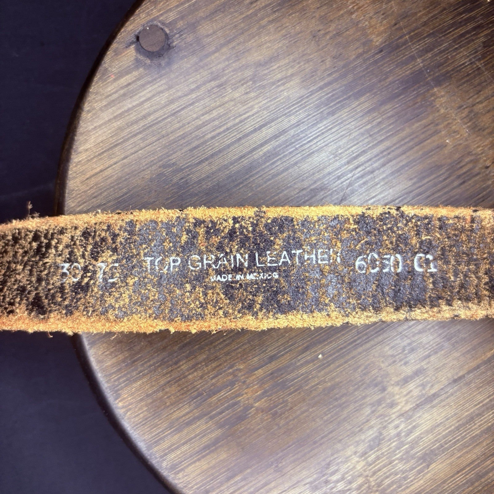 Worn Leather Belt 30" Basket Weave7