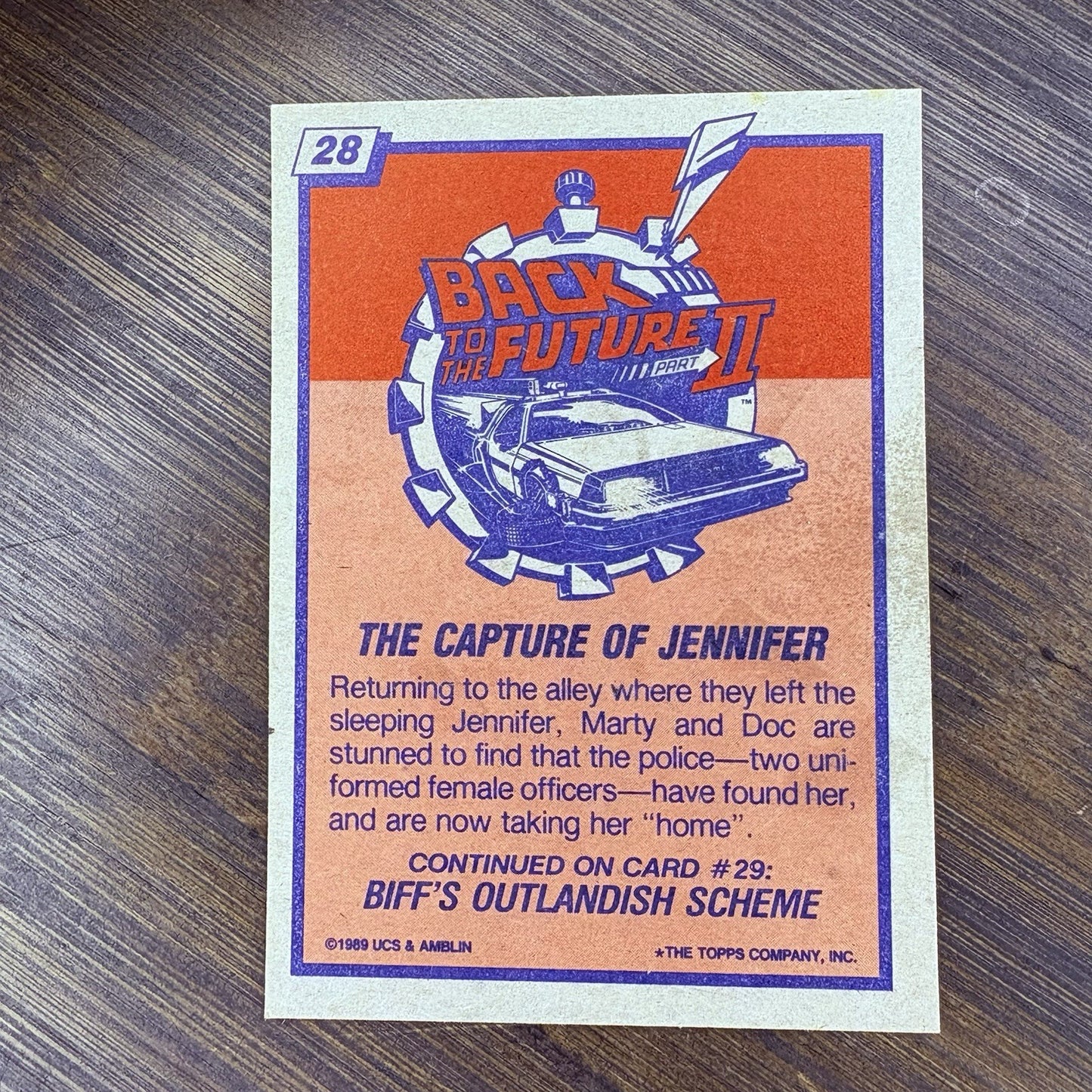 1989 Back To The Future #28 Topps Trading Card "The Capture Of Jennifer"1