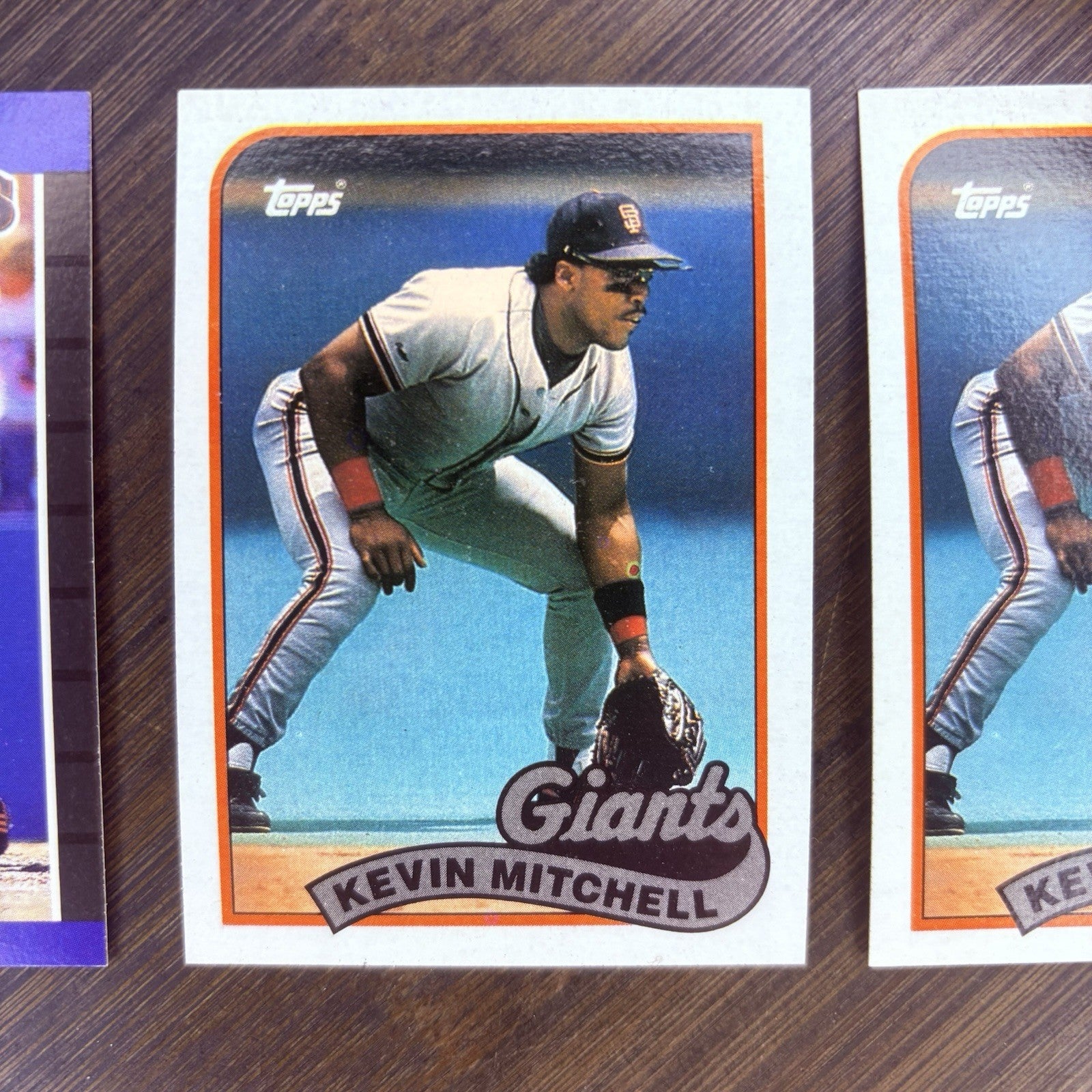 1989 Donruss Kevin Mitchell #485 ERROR Card (No Dot INC) & (2) Topps #1894