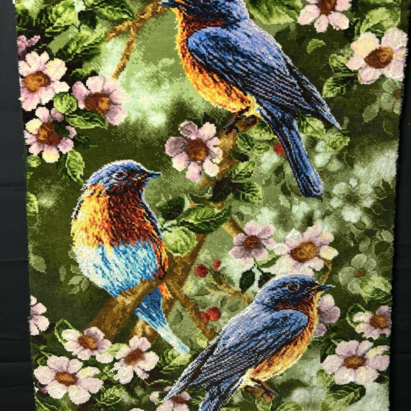 Pictorial Rug Hand Knotted Birds 24”x16” 60X40cm 224KPSI w/Rug Hangers7