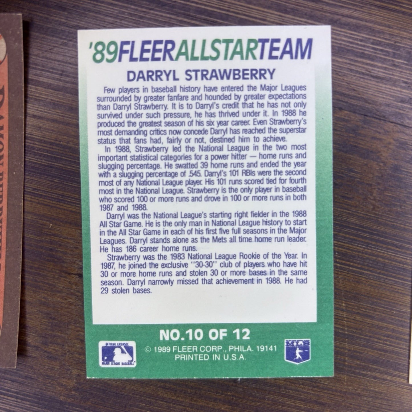 1989 Darryl Strawberry, Damon Berryhill, Matt Nokes (3) High Grade Trading Card 2