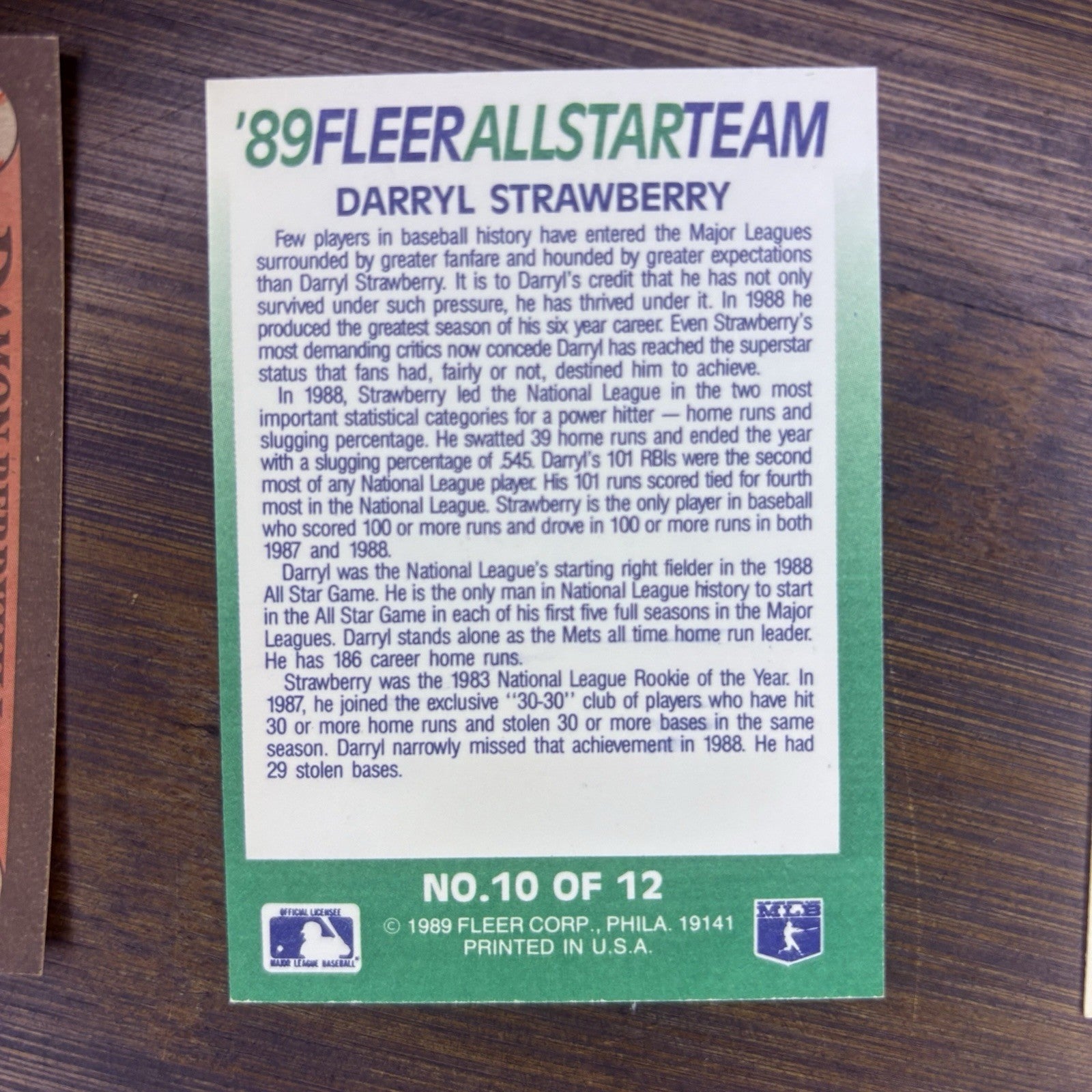 1989 Darryl Strawberry, Damon Berryhill, Matt Nokes (3) High Grade Trading Card 2