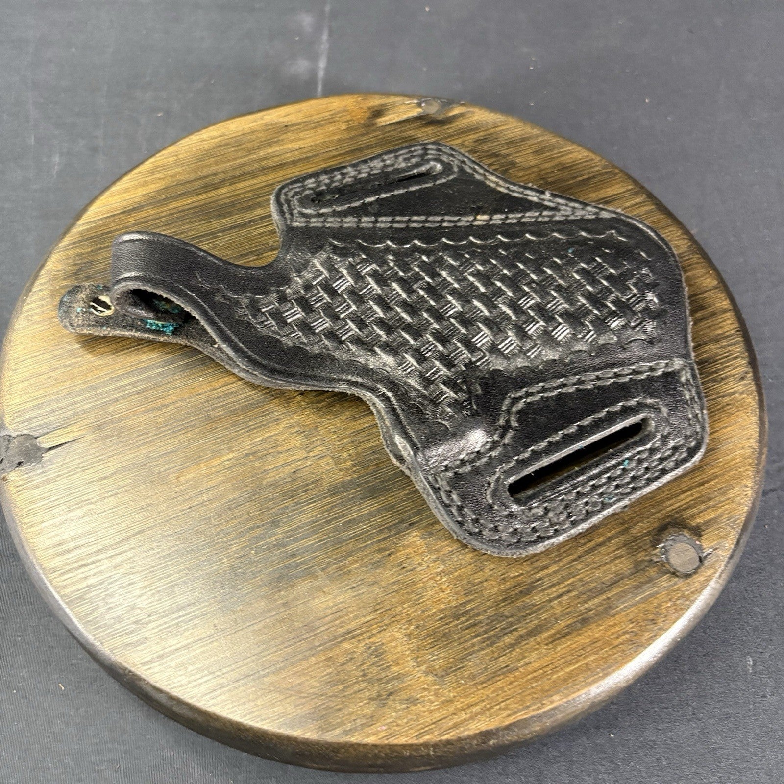 Tex Shoemaker 16PC Pancake Holster Black Basket Weave For S&W 39& 59 Broken Snap3