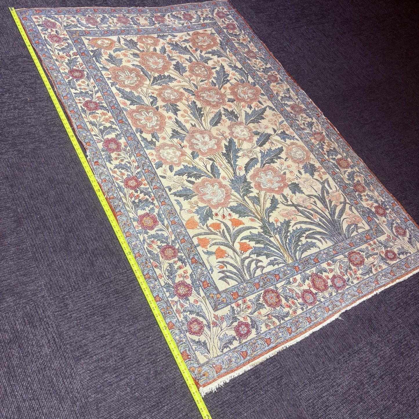 Persian Hand Knotted Qoom Rug SemiAntique Distressed 5x7 Floral 306KPSI RARE13