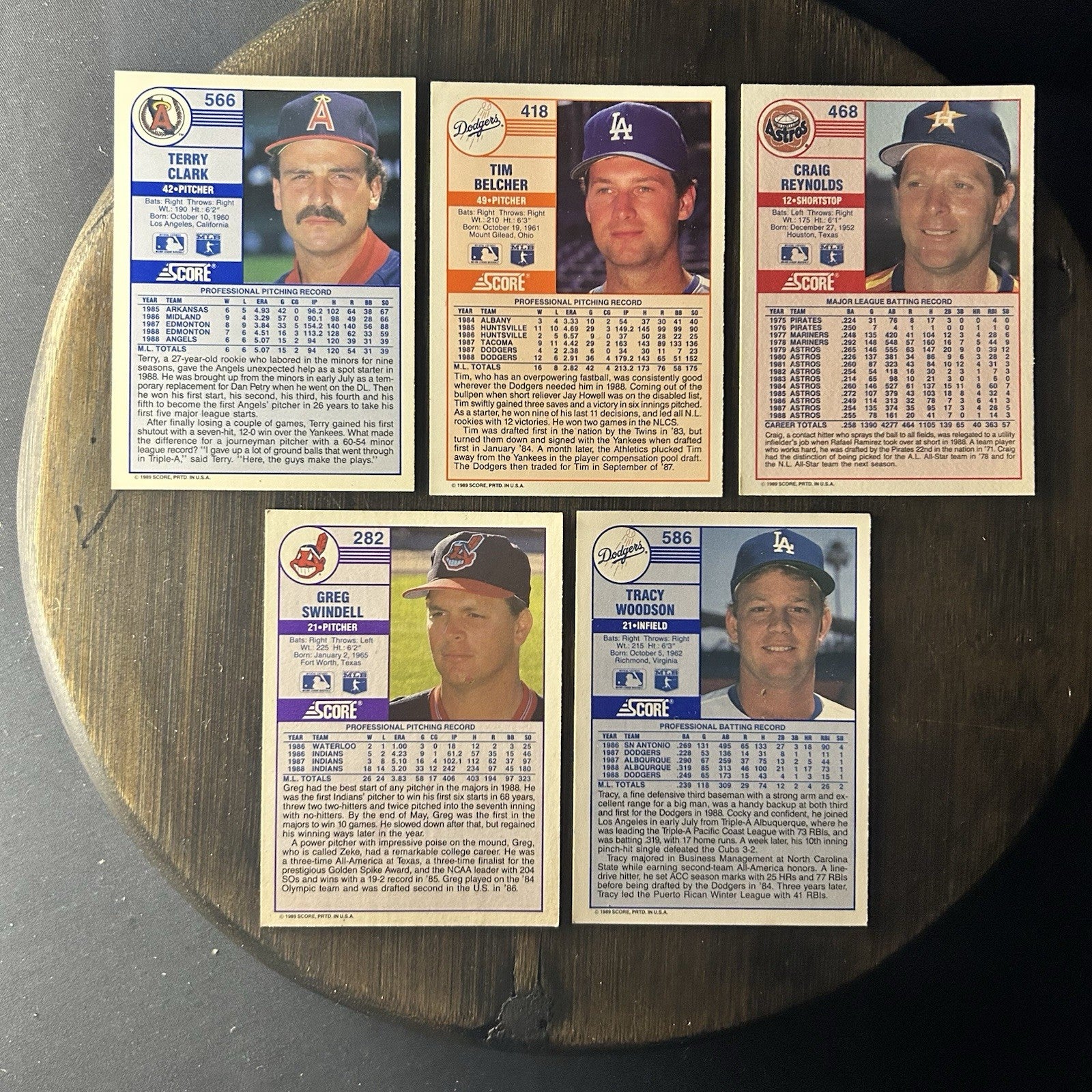 1989 Score High Grade Cards #566, #418, #468, #282, #586 MLB (Lot Of 5) 1