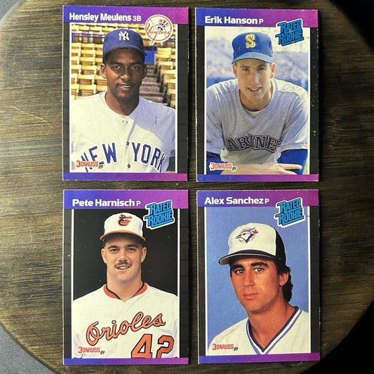 1989 Donruss Rated Rookies High Grade MLB Trading Card Lot Of (4)0