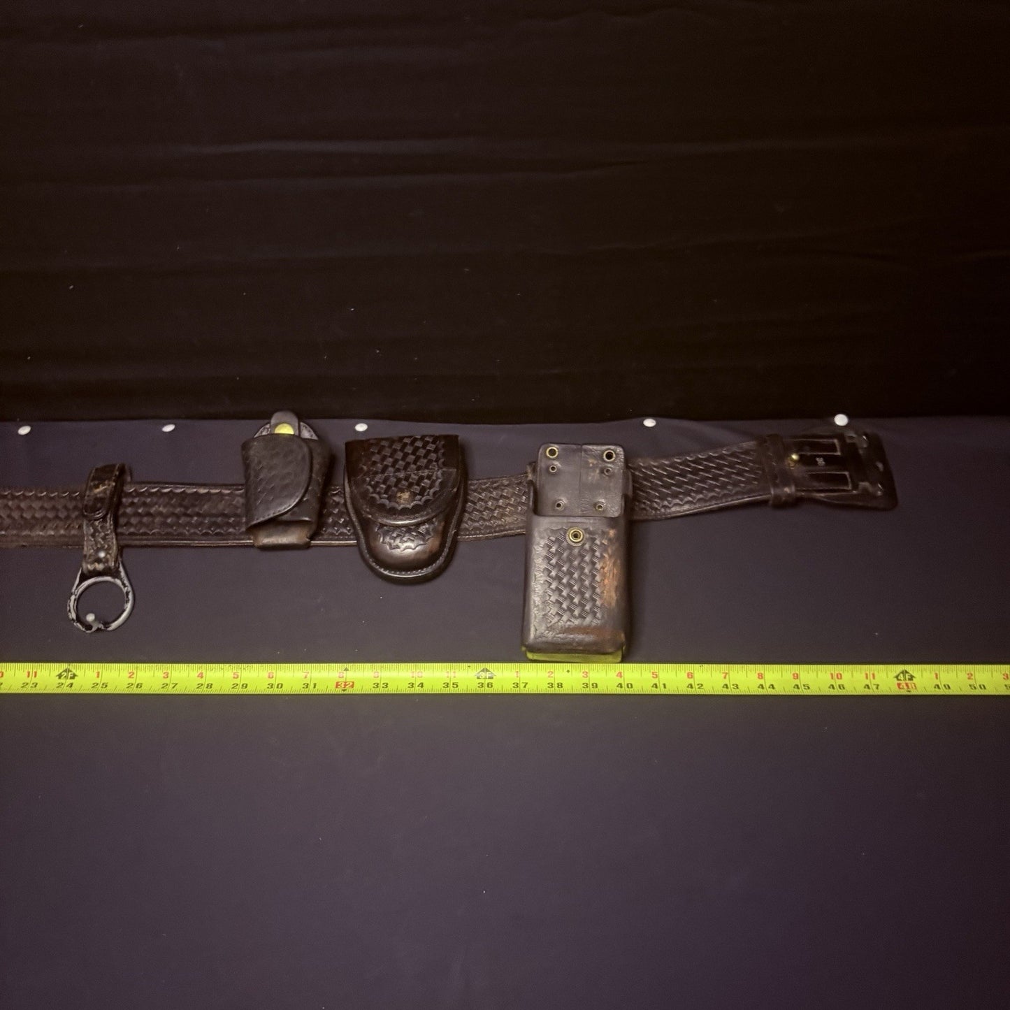 Full Leather Bianchi Duty Belt 38" w/Handcuff Case, Magazine Carrier, Baton Ring19
