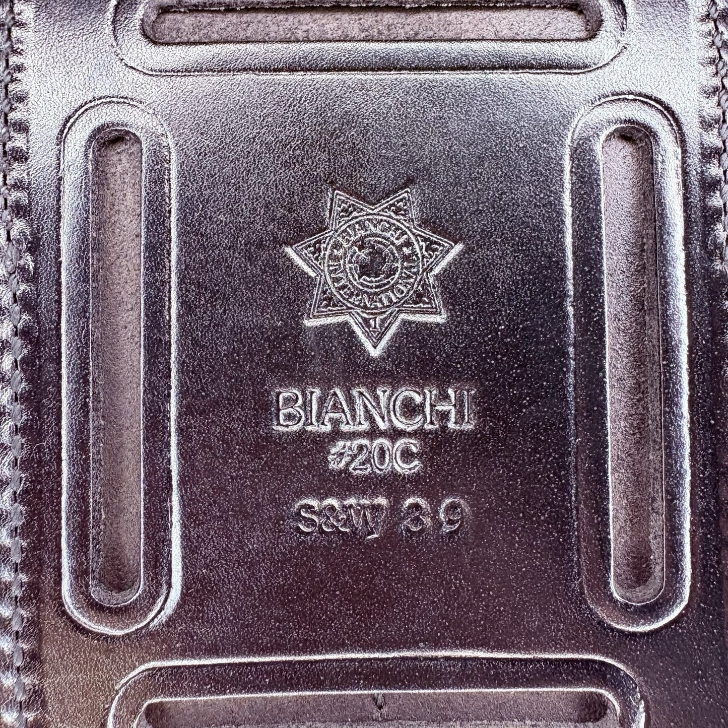 Bianchi .45 20C Double Magazine Pouch NOS Black Leather Basketweave Holder11