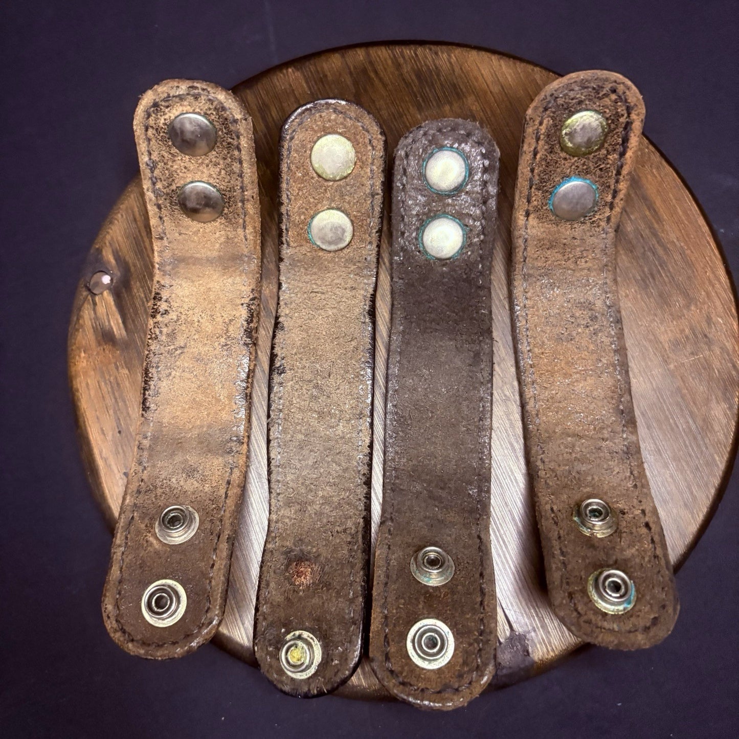 Thick Leather Duty Belt Keepers (4) With Hidden Double Snaps Black Basket Weave4