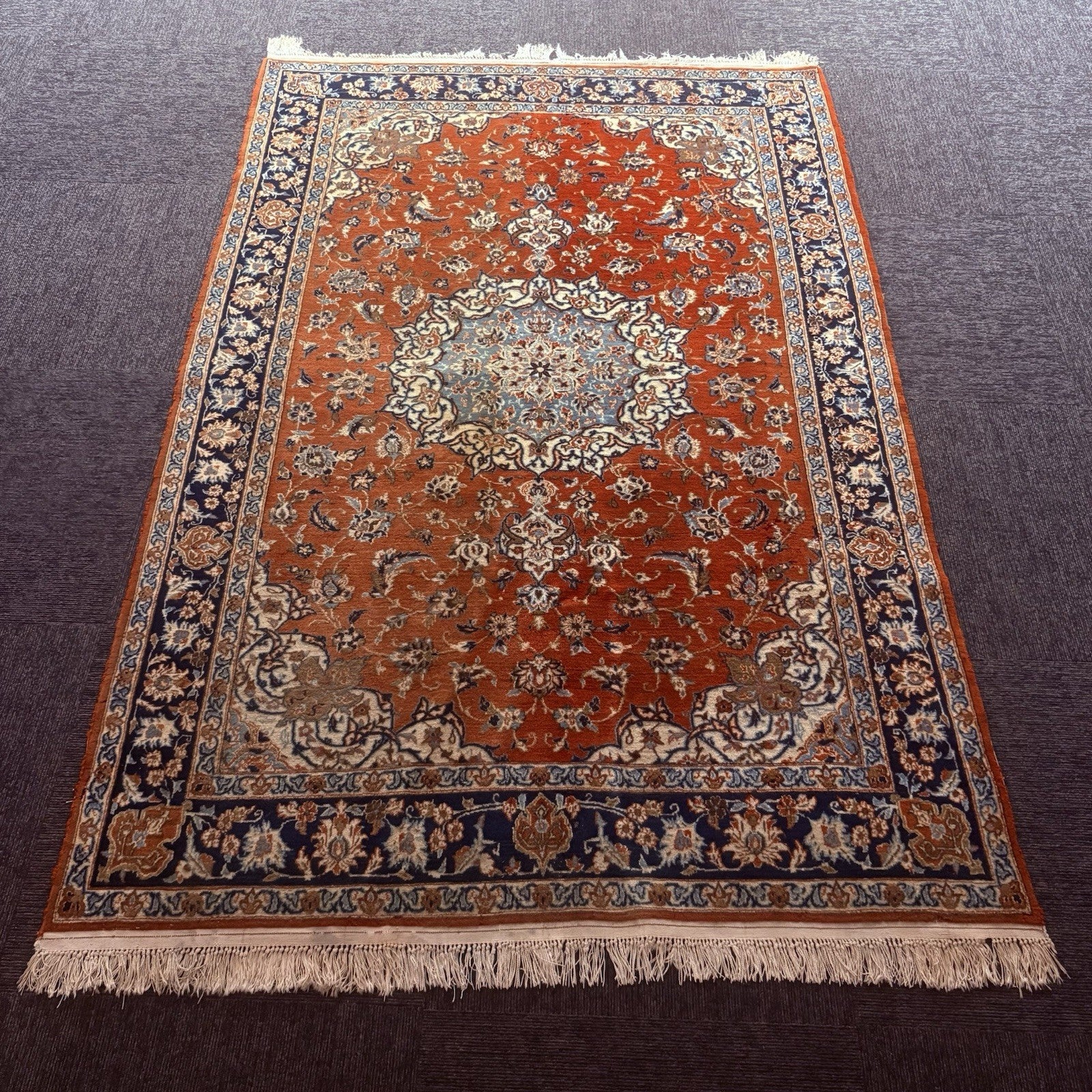 Semi-Antique Hand Knotted Rug 5x7 Medallion 324KPSI Estate Find 1970s Floral Rug2