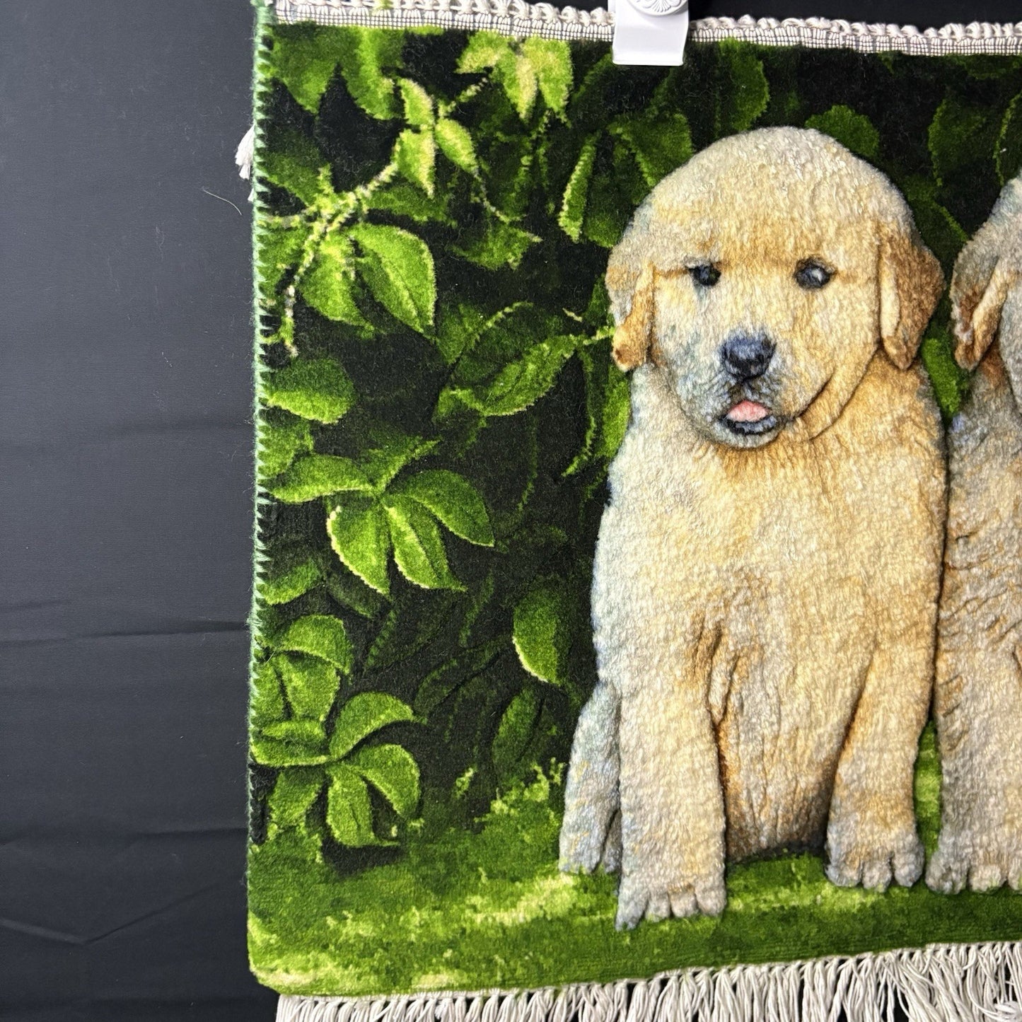 Persian Pictorial Rug 3D Puppy Hand Knotted 24”x17” 224KPSI w/Free Rug Hangers3