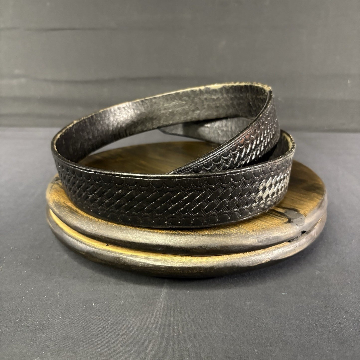 Bianchi  Buckless Duty Belt 34" Waist Black Basket Weave Leather3