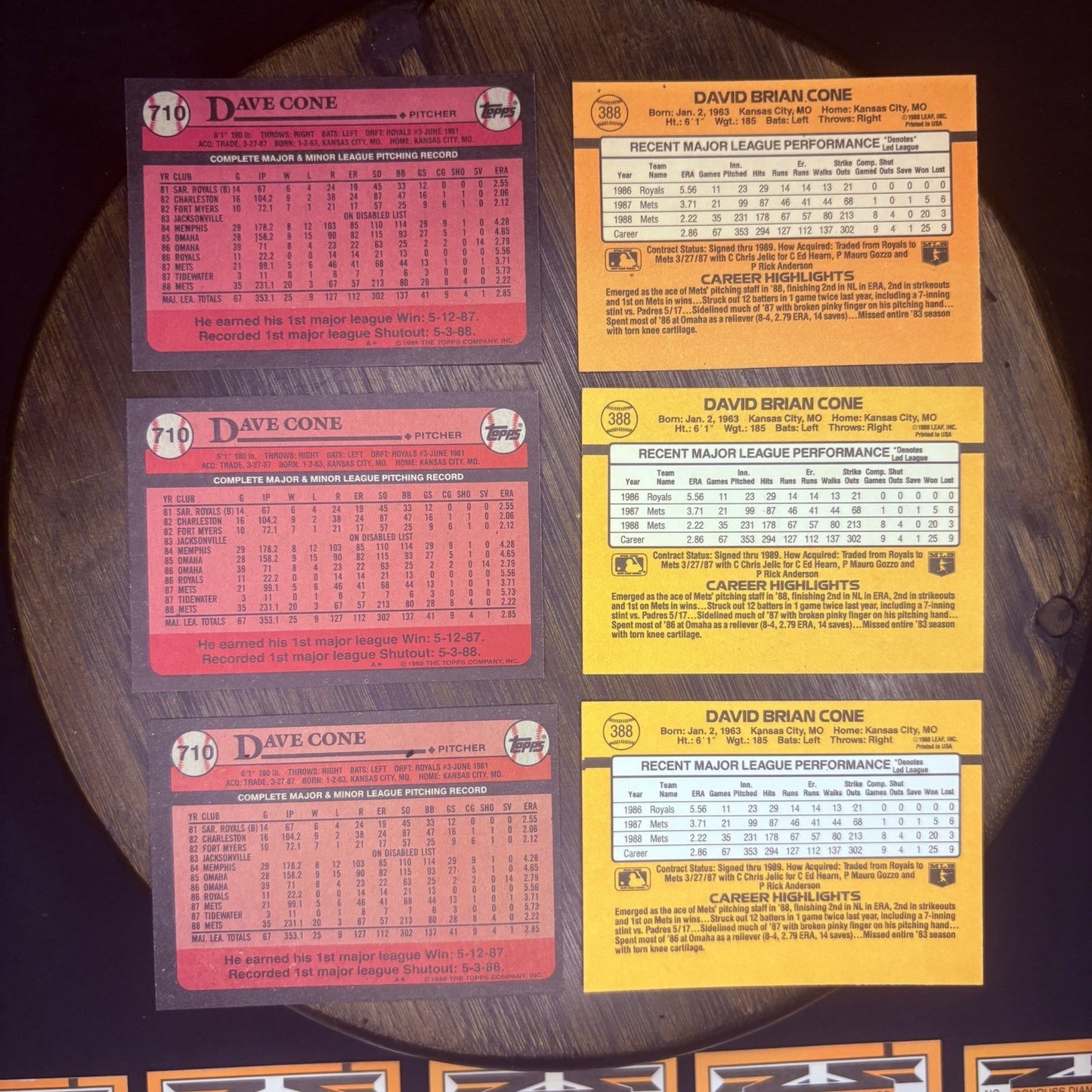 1989 David Cone (Lot Of 13) Trading Cards no. 9, #636, #388, #71014