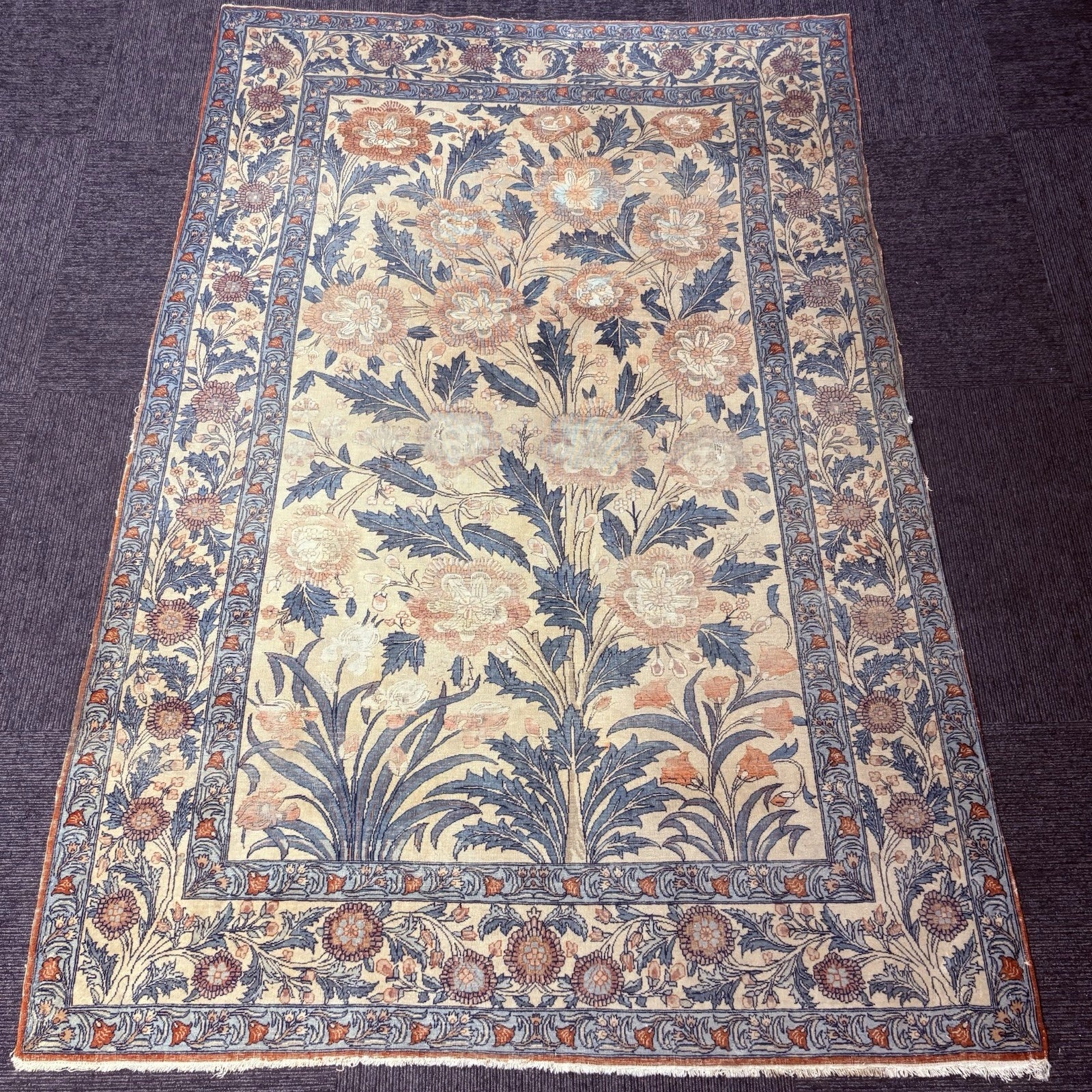 Semi-Antique Distressed  Hand Knotted Rug 5x7 Floral 306KPSI RARE Qomm Rug8