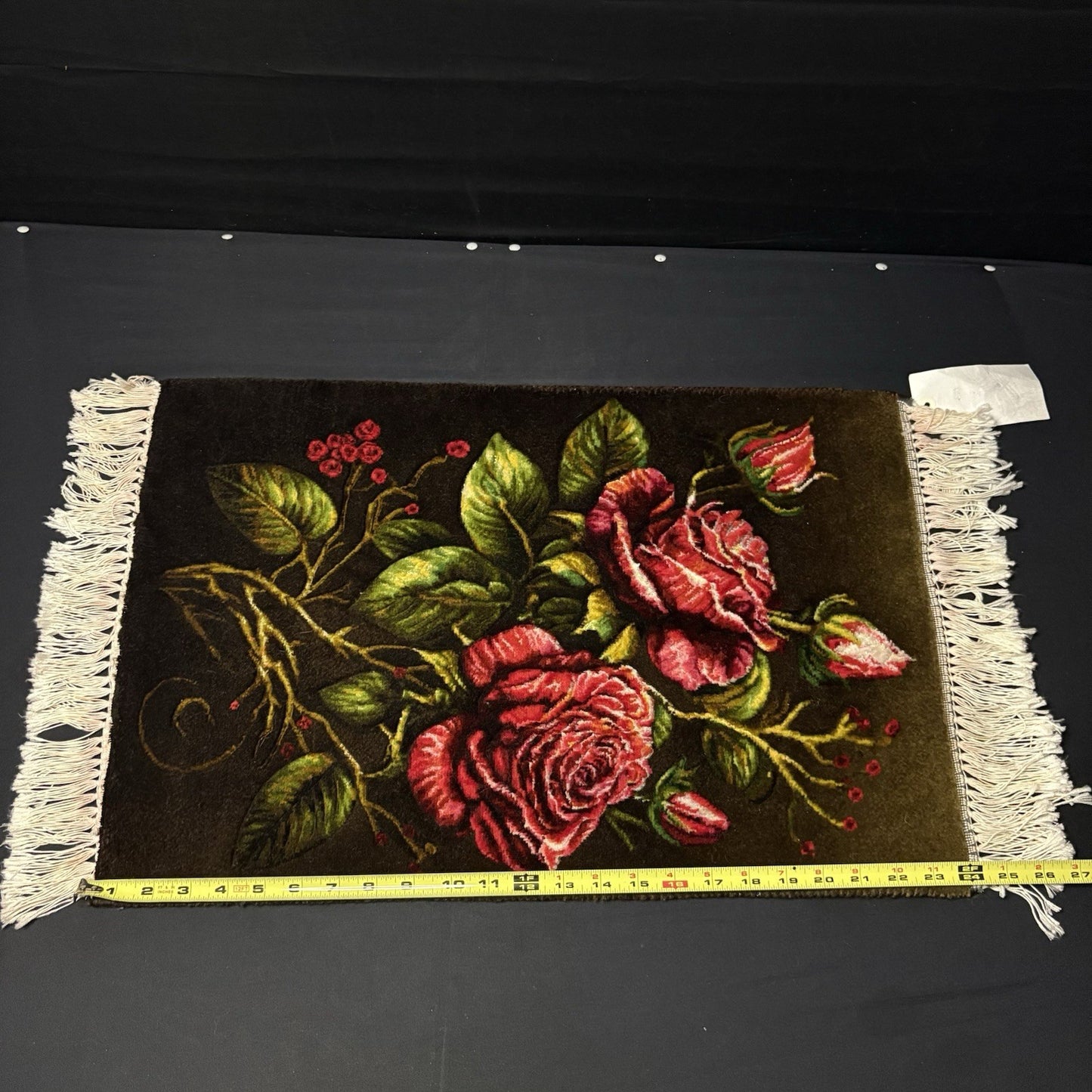 Persian Pictorial Rug Hand Knotted Silk 3D Roses 24”x16” 240KPSI w/Rug Hangers14