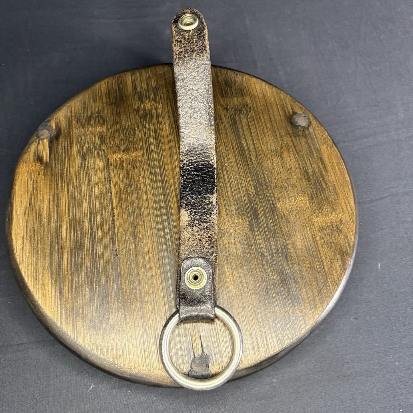 Bianchi Police Baton/ Flashlight Ring Holder Black Tooled Leather Chrome Ring3