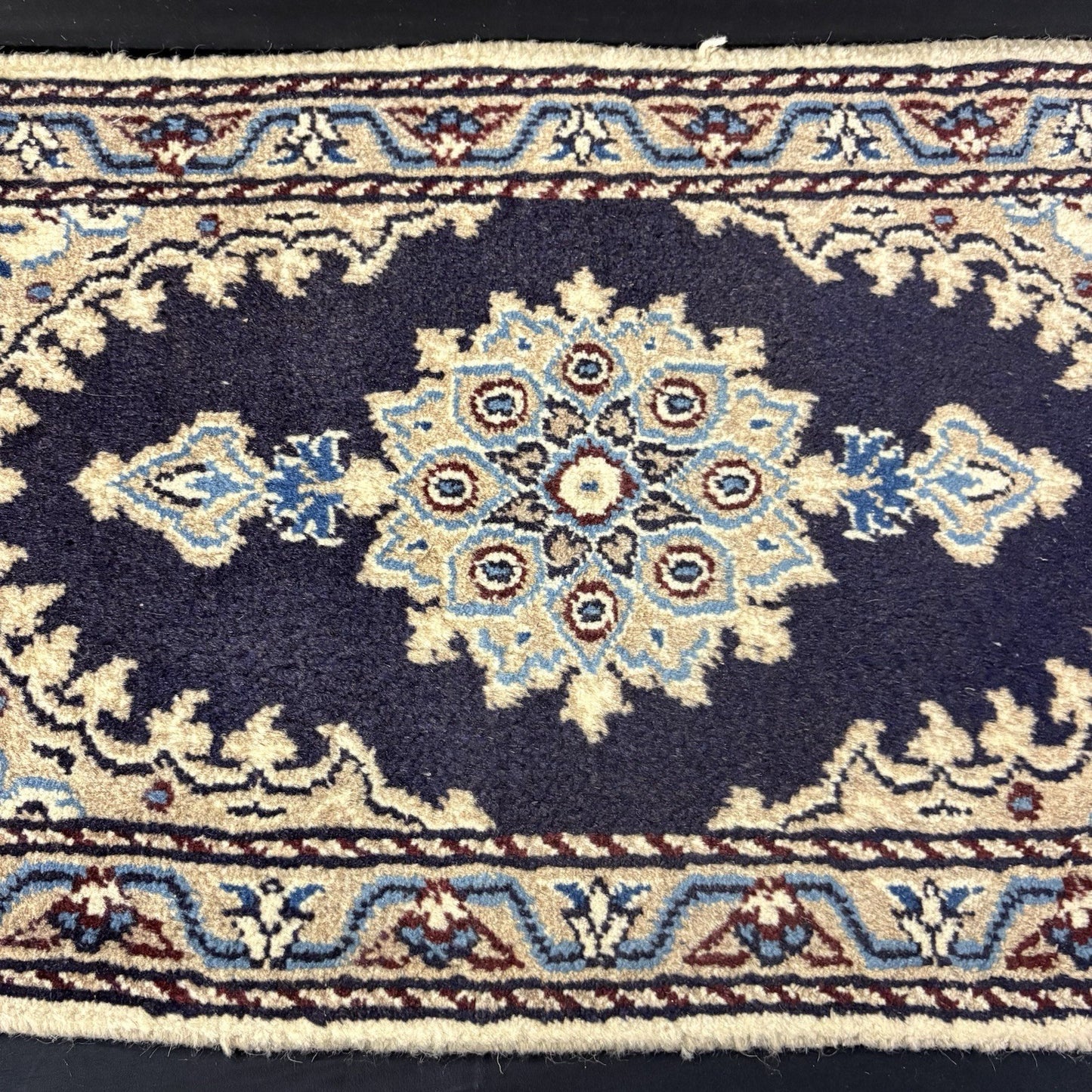 Persian Rug Hand Knotted Blue Medallion 2'x1' or 25"x15" or 40cm X 60cm 2