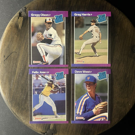 1989 Donruss Rated Rookie Card (Lot Of 4) MLB Baseball Trading Cards0