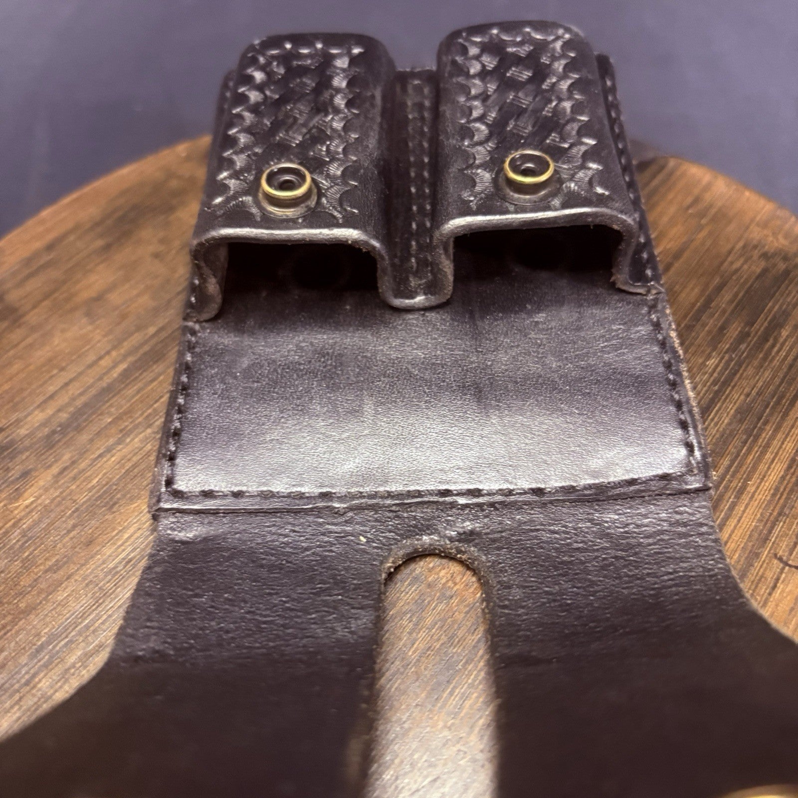 AKER 510-2 Double Magazine Carrier Pouch Double Stack 9mm Basket Weave Leather5