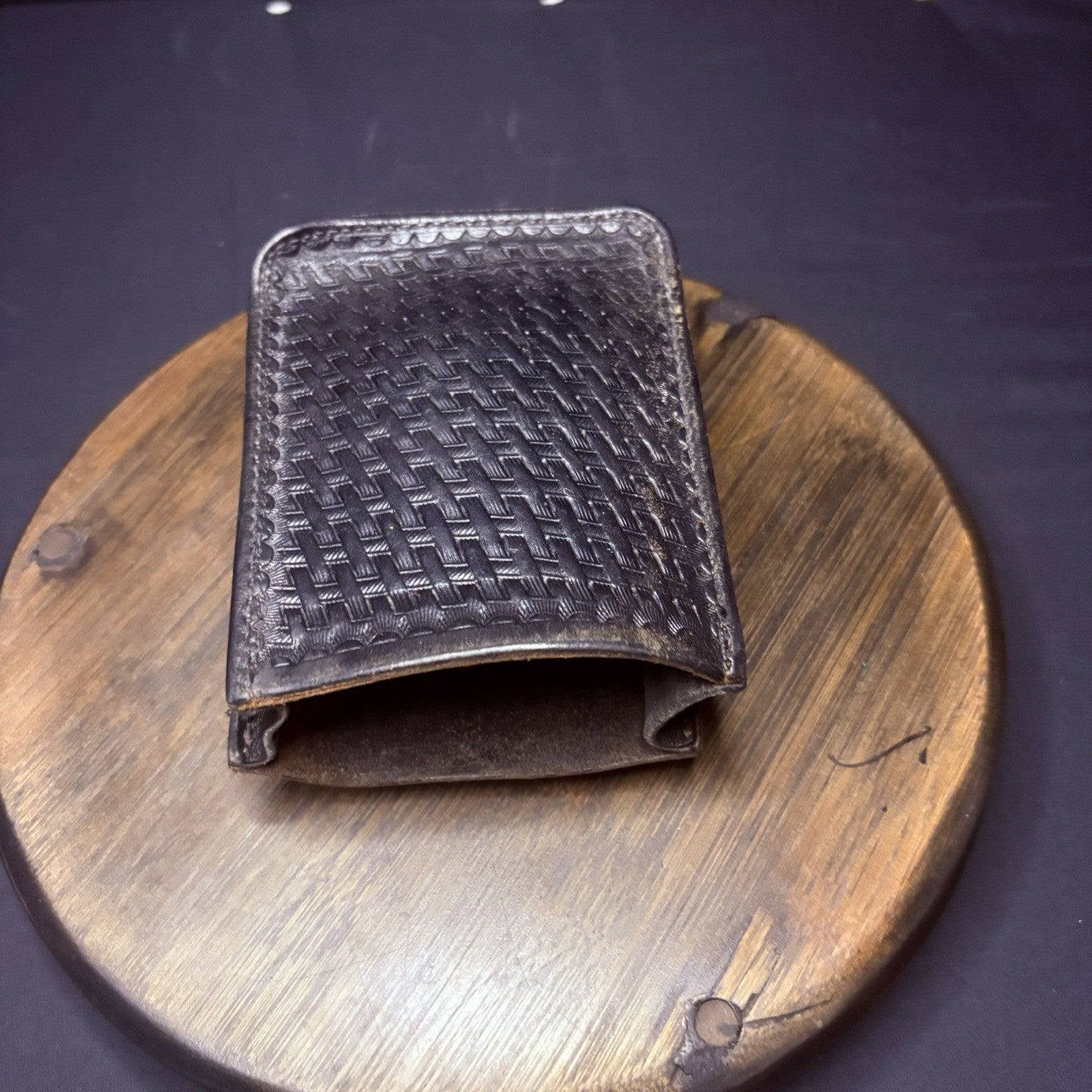 Ballard's Leather Co. Open Top Pouch w/Belt Loop Basket Weave 4"x 5"2
