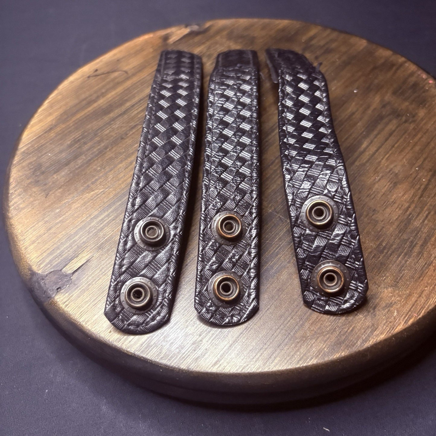 Bianchi Duty Belt Keepers Basket Weave Leather 7.5” Hidden Double Snaps (3 Lot)1
