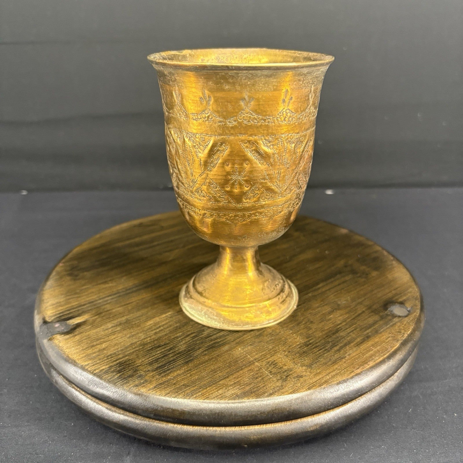 Goblet Qajar Dynasty Antique Copper Hand Etched Goblet (cup) Early 1900s3