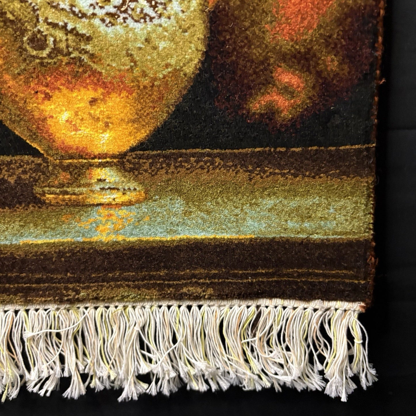 Pictorial Rug Hand Knotted Flower 23”x15” 58X38cm w/Rug Hangers15