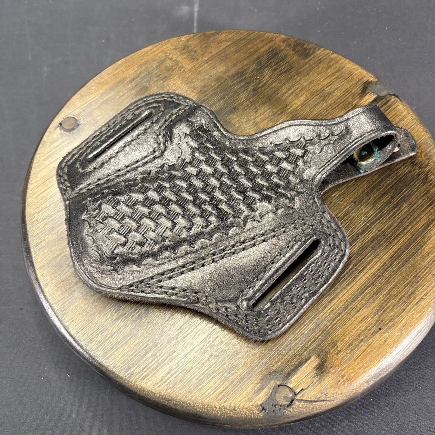 Tex Shoemaker 16PC Pancake Holster Black Basket Weave For S&W 39& 59 Broken Snap1