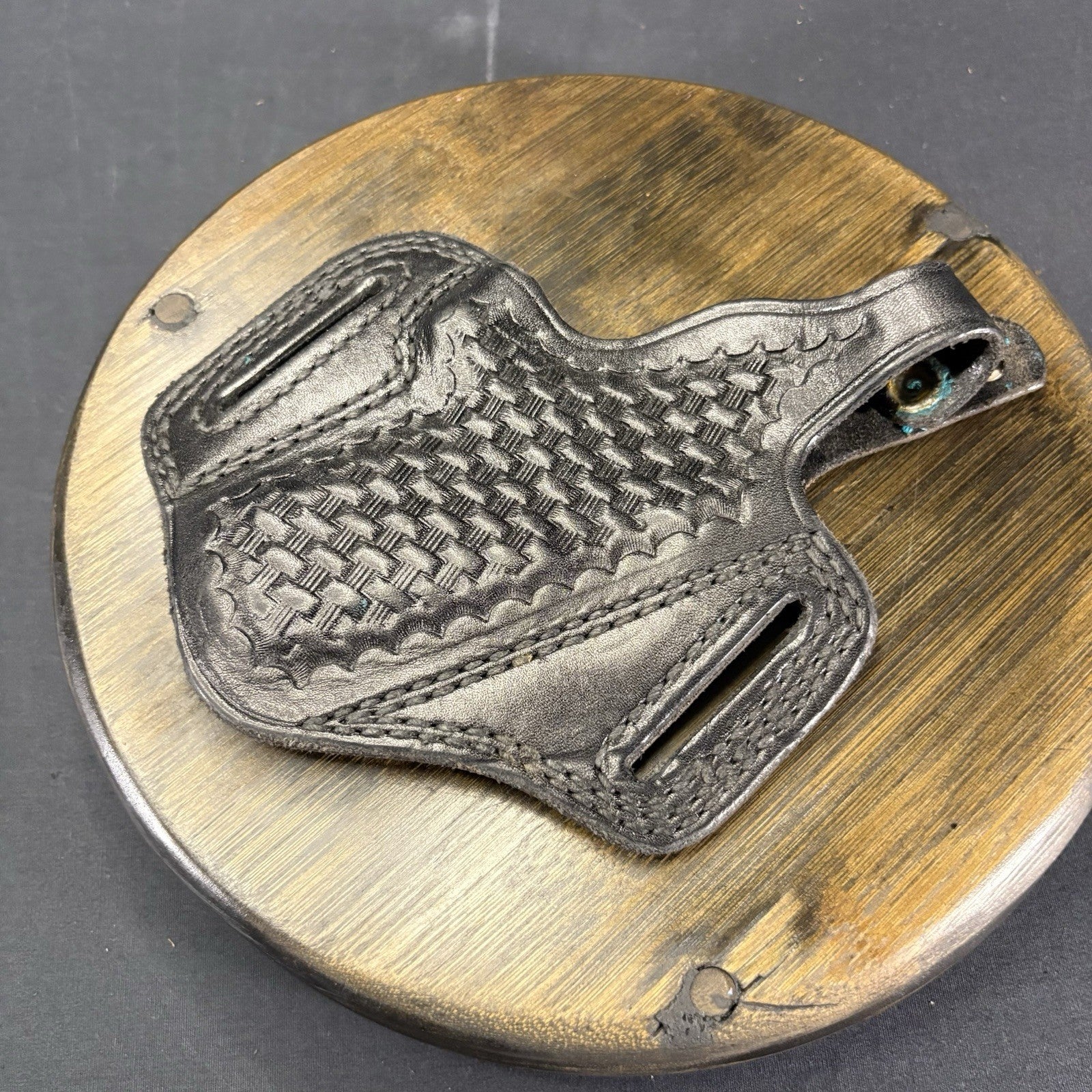 Tex Shoemaker 16PC Pancake Holster Black Basket Weave For S&W 39& 59 Broken Snap1