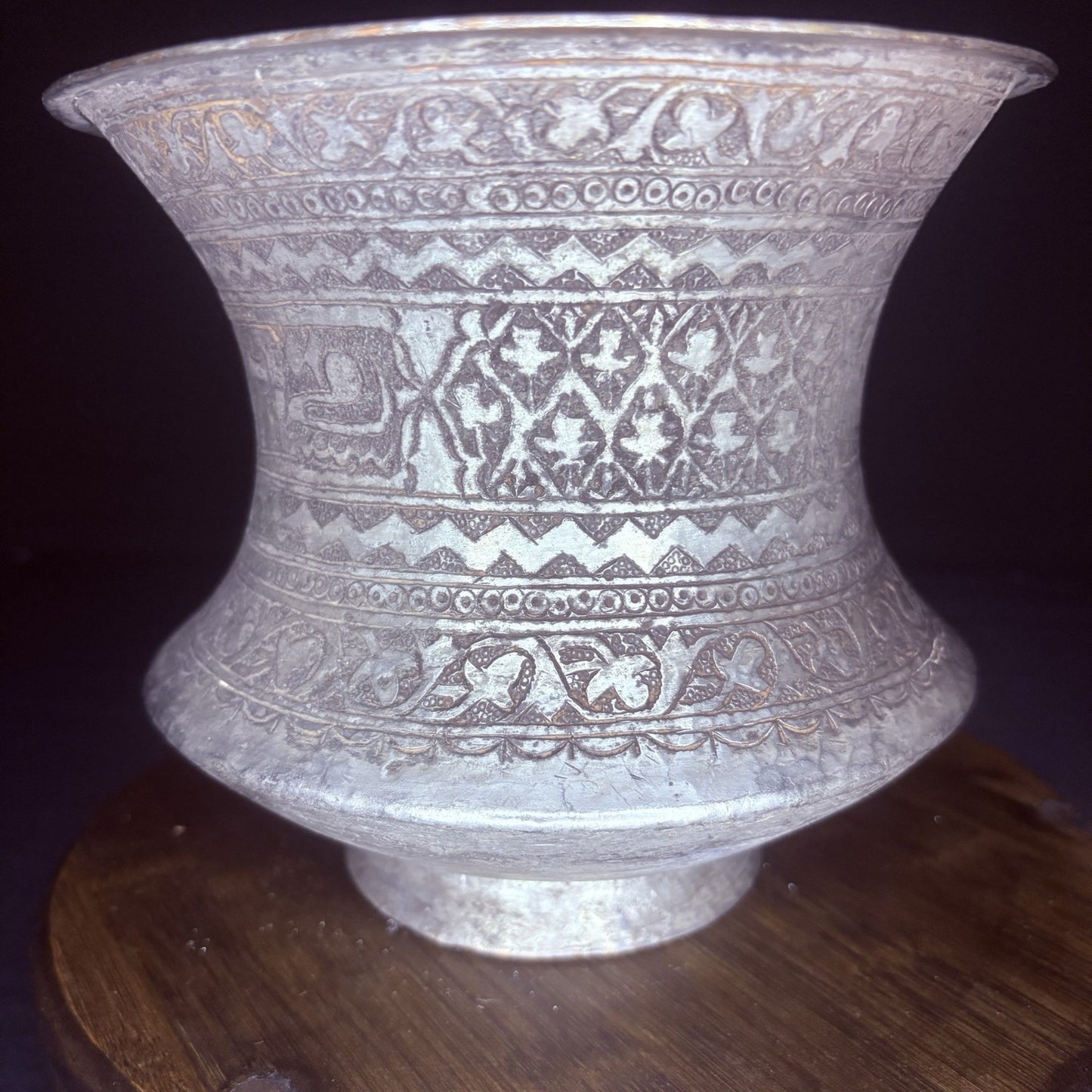 Qajar Era Copper Vessel Hand Hammered Islamic Calligraphy Tinned Late 1800s12