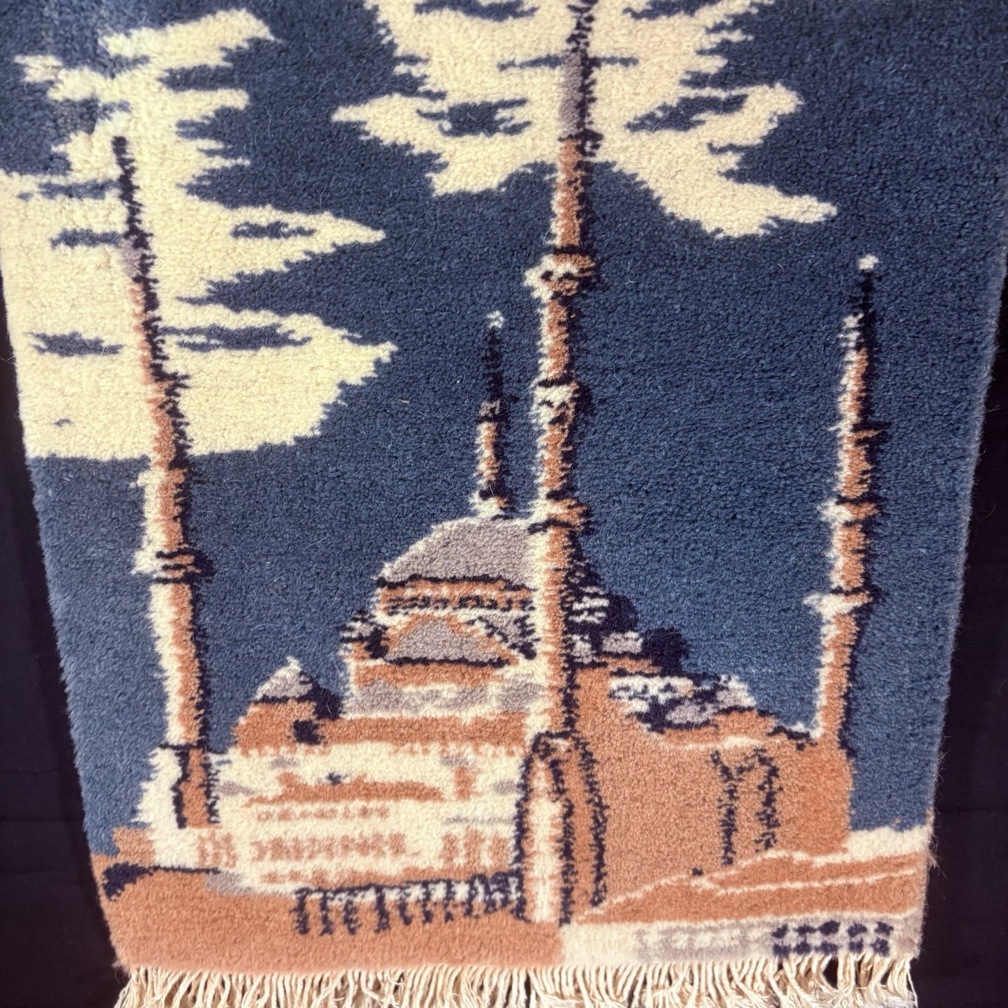 Hand Knotted Muslim Rug Turkish Pictorial Prayer Rug 2x1 Mosque Very Thick11