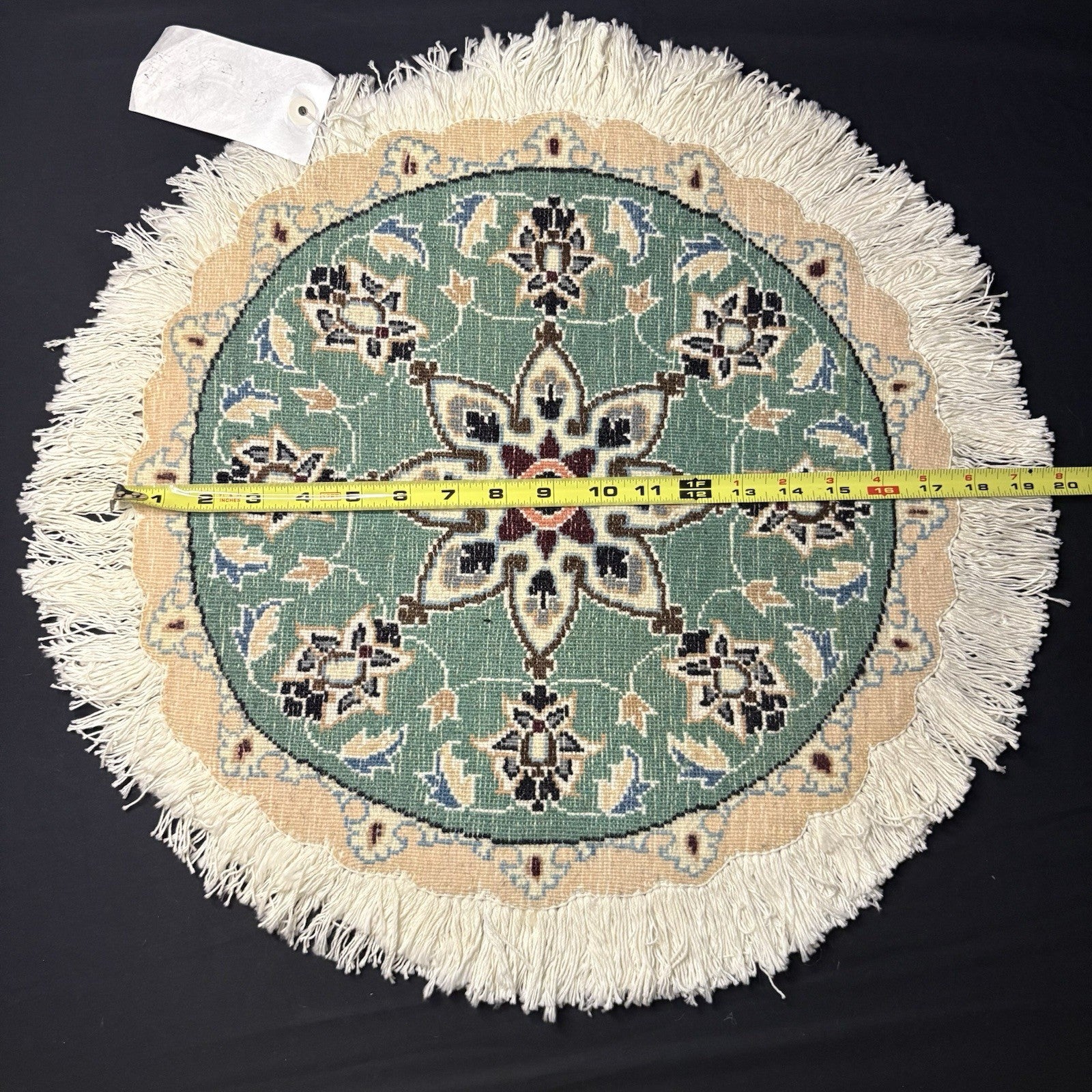 Round Rug Size 18”x18” Or 45cm Blue Medallion Hand Knotted Rug9