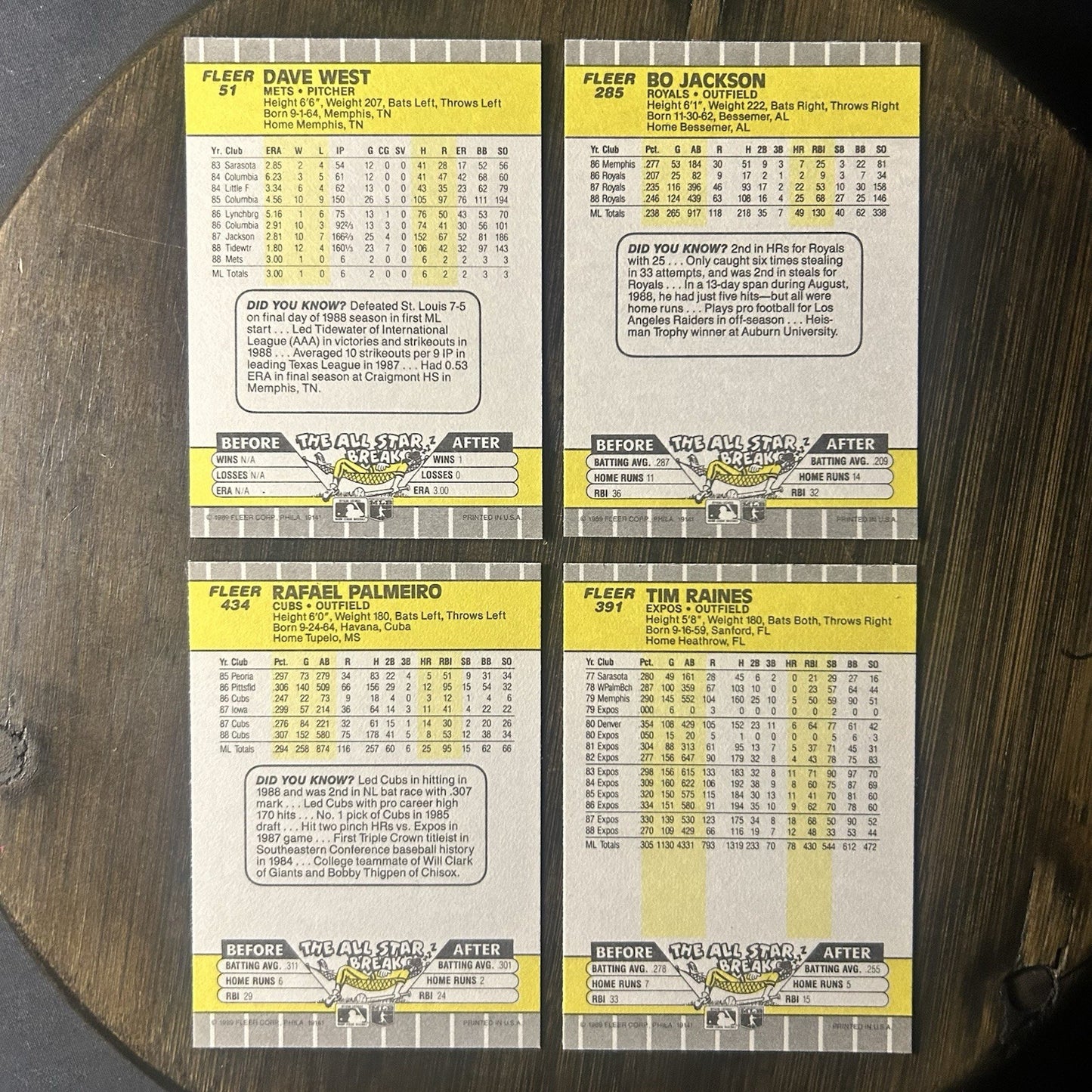 1989 Fleer Trading Card (Lot Of 4) MLB Baseball High Grade1