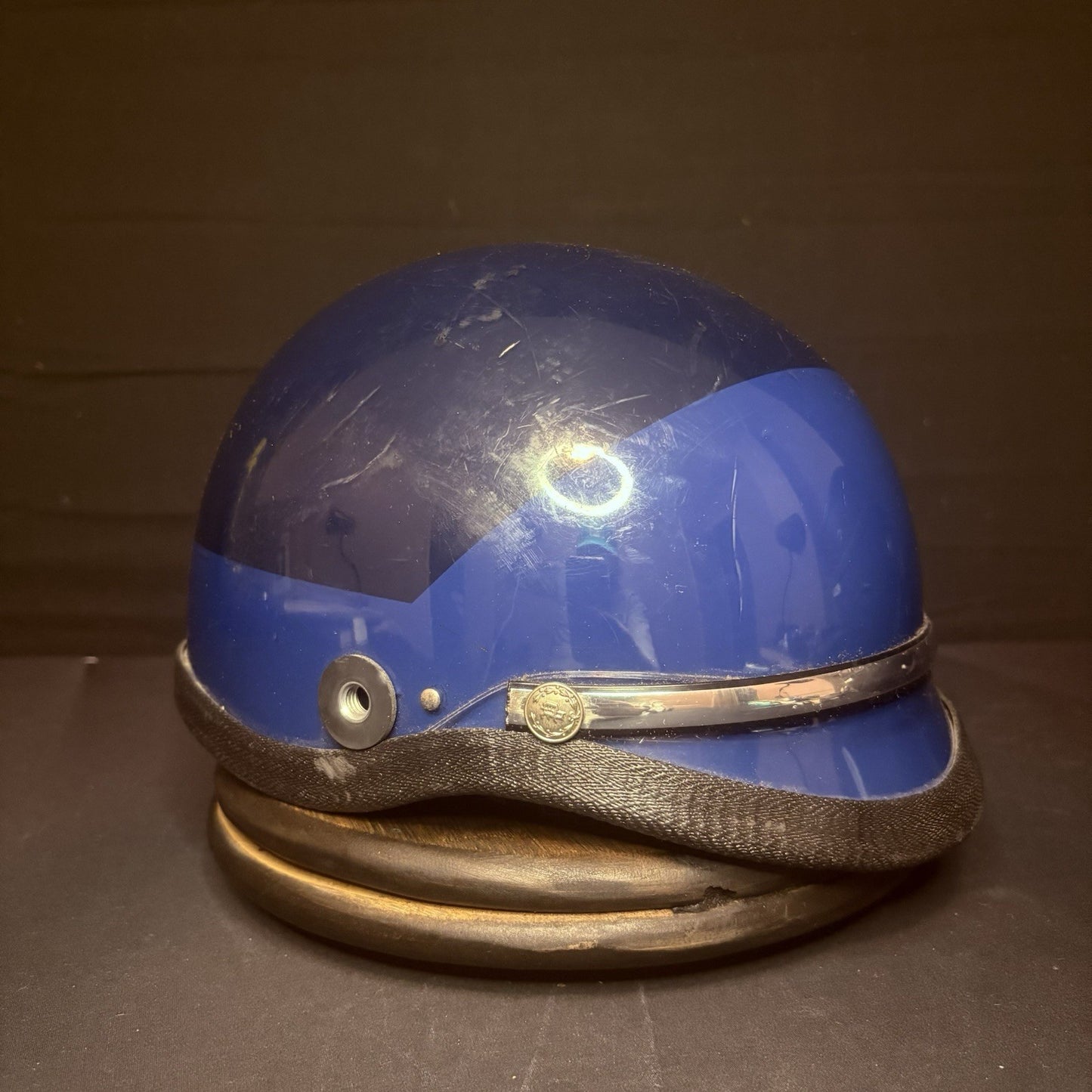 Vintage Police Riot Helmet Blue & Silver (Size Extra Large) Display Only0