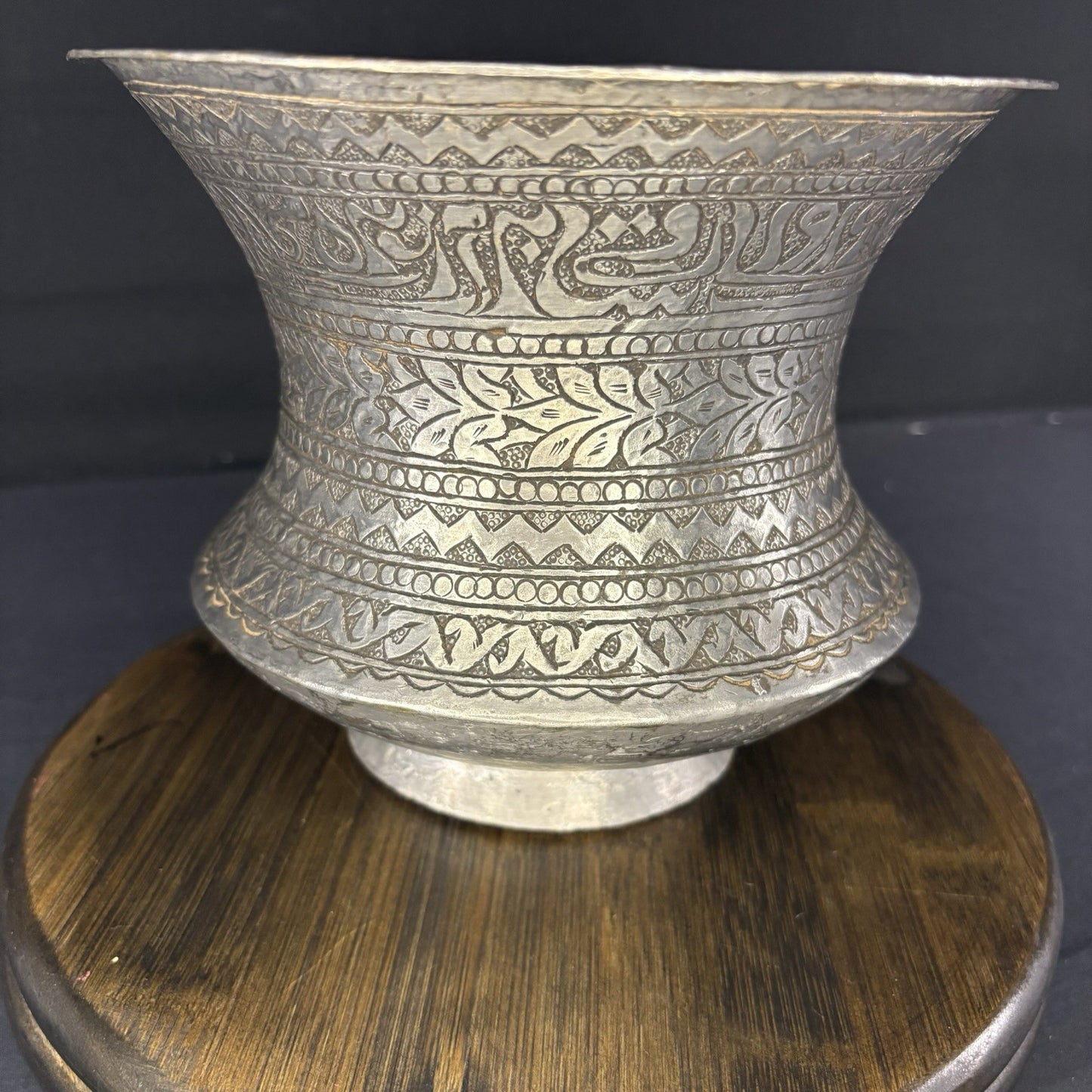 Copper Vessel Hand Hammered Islamic Calligraphy Tinned Qajar Era Late 1800s4