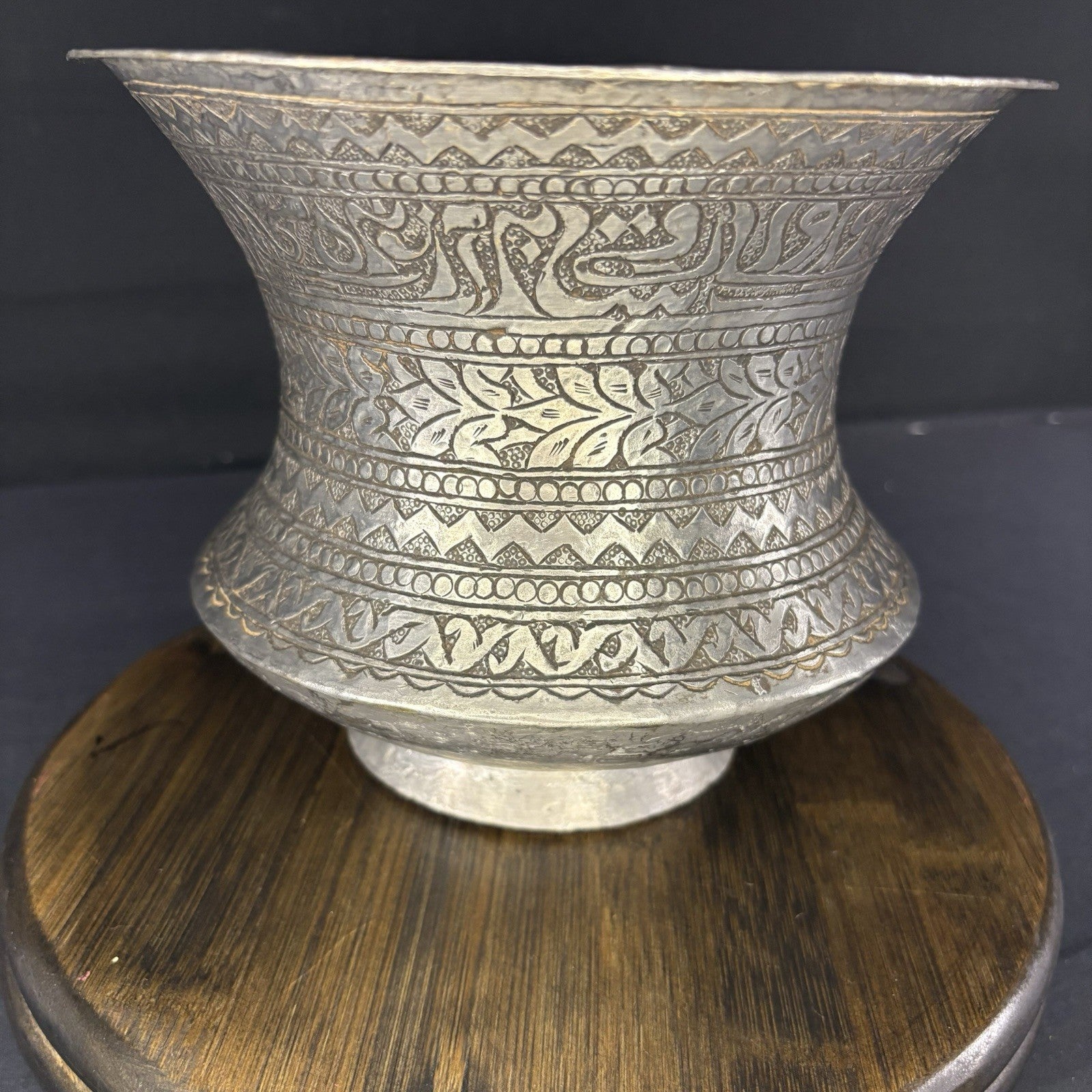 Copper Vessel Hand Hammered Islamic Calligraphy Tinned Qajar Era Late 1800s4