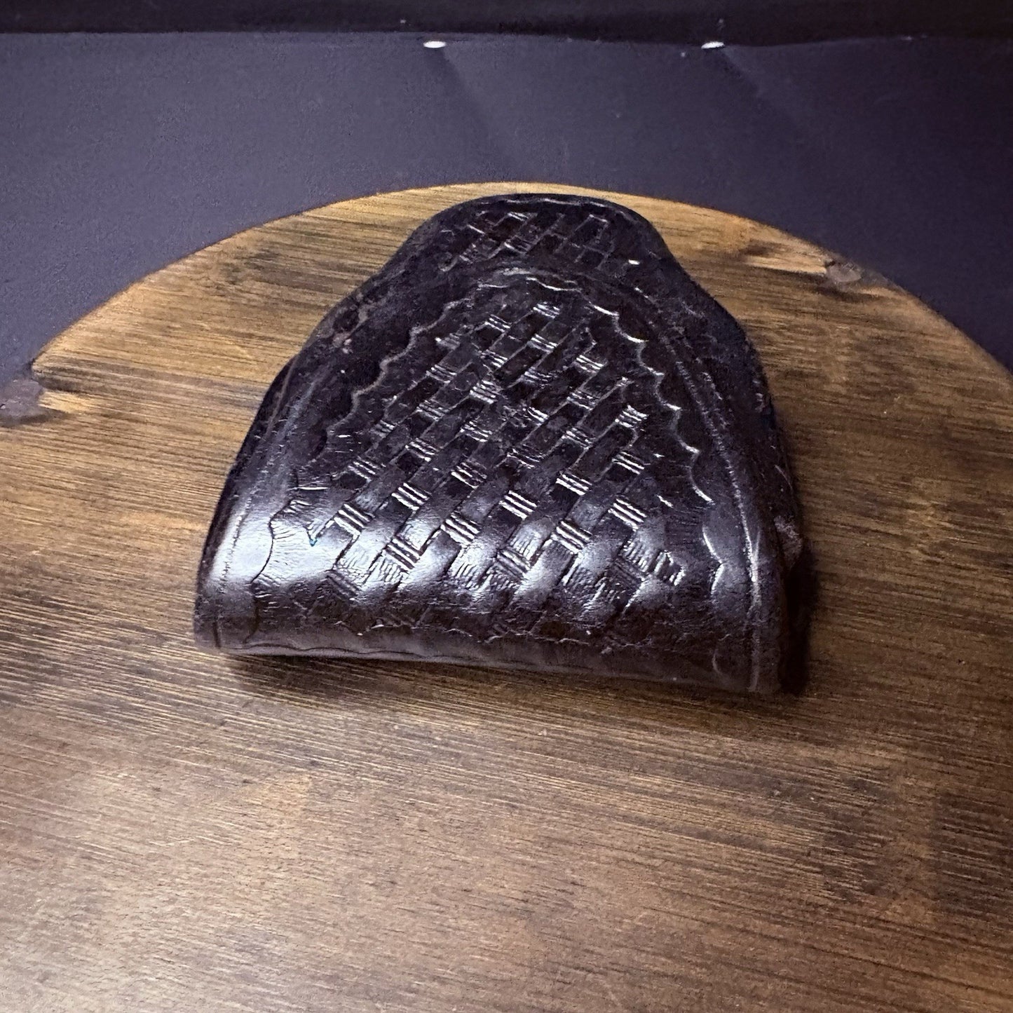 Safety Speed Handcuff Case/ Holster Leather Basket Weave Made In USA3