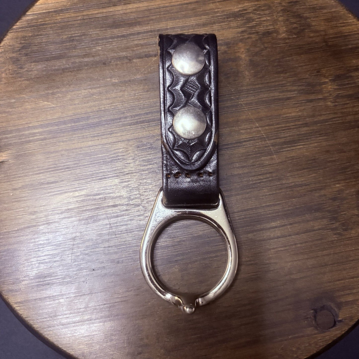 PR-24 Baton Ring Metal Chrome Ring & Double Snap Black Basket Weave0