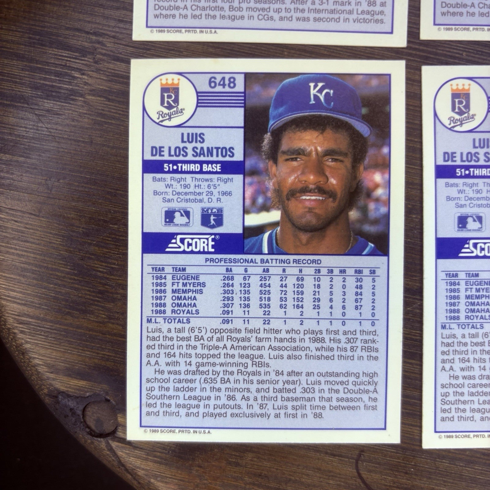 (2) 1989 Score Bob Milacki ROOKIE CARD #651 & (2) Luis De Los Santos #6486