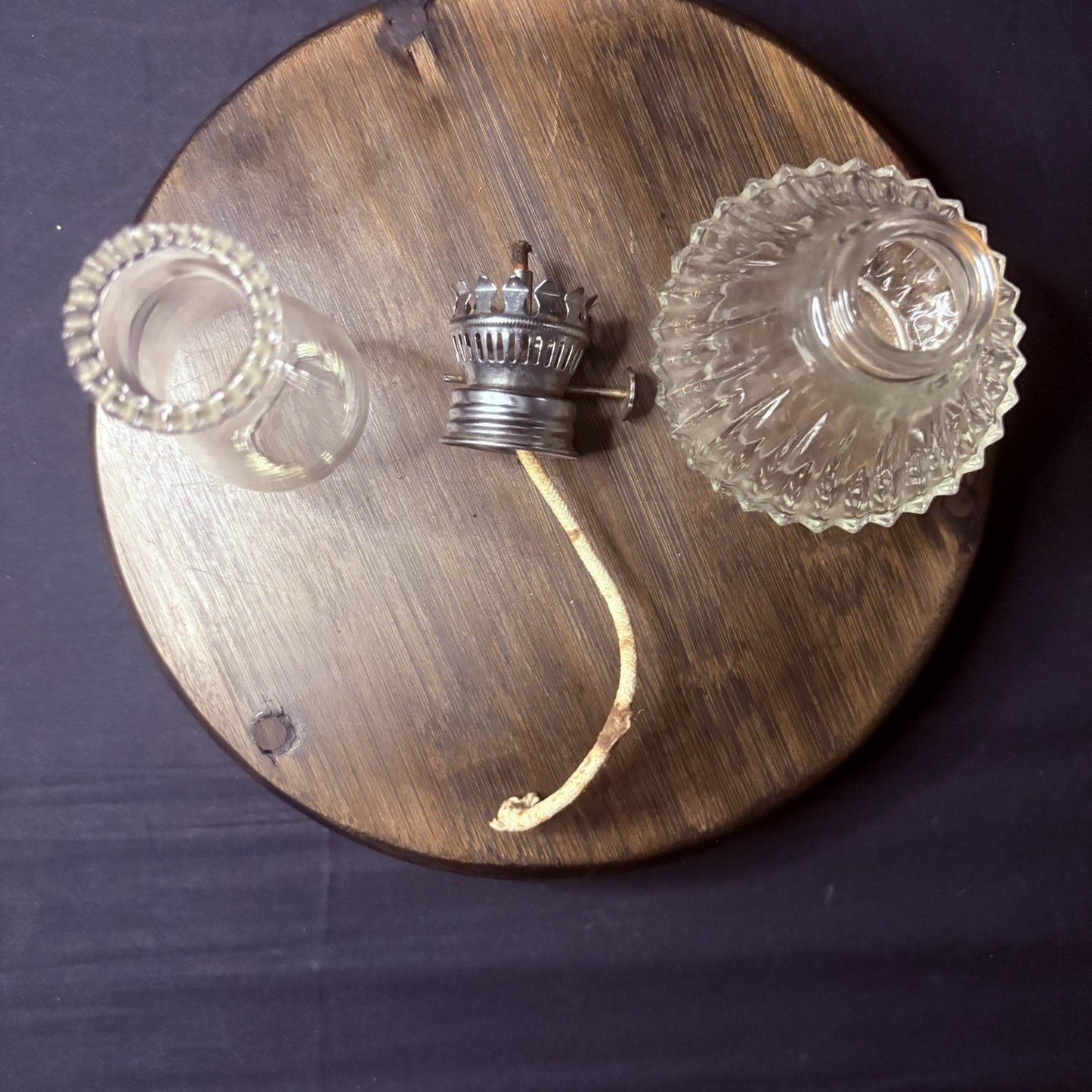 VTG Miniature Hurricane Oil Lamp Lamplight Farms Petite Diamond Cut Crystal Base8