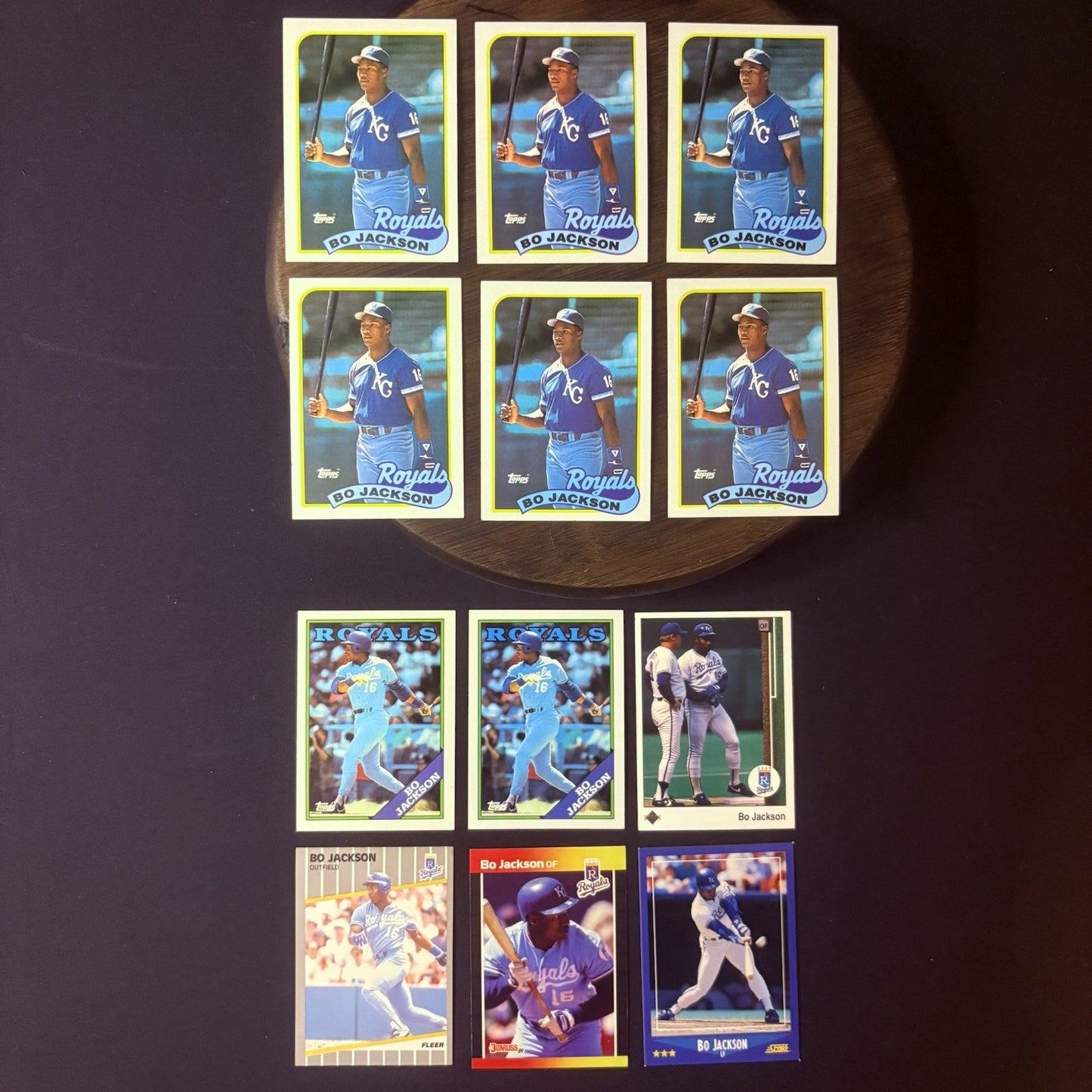 (Lot of 12) 1989 Bo Jackson Trading Cards #221, #540, #750, #180, #208, #2850