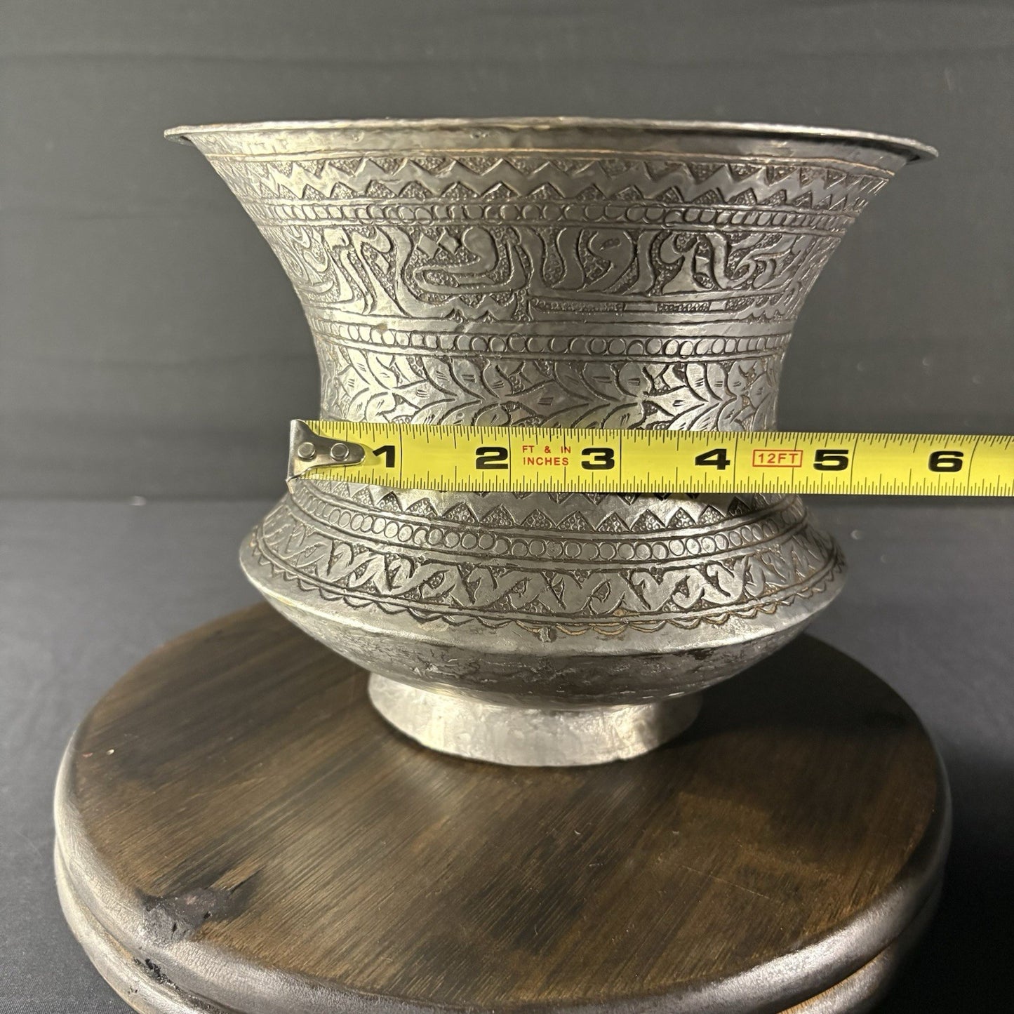 Copper Vessel Hand Hammered Islamic Calligraphy Tinned Qajar Era Late 1800s7