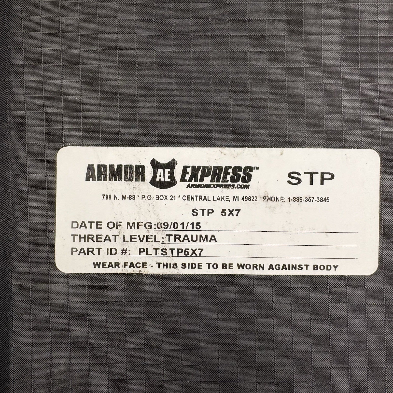 Armor Express Trauma Pad 5x7 Black Model STP Soft Ballistic Panel Body Armor1
