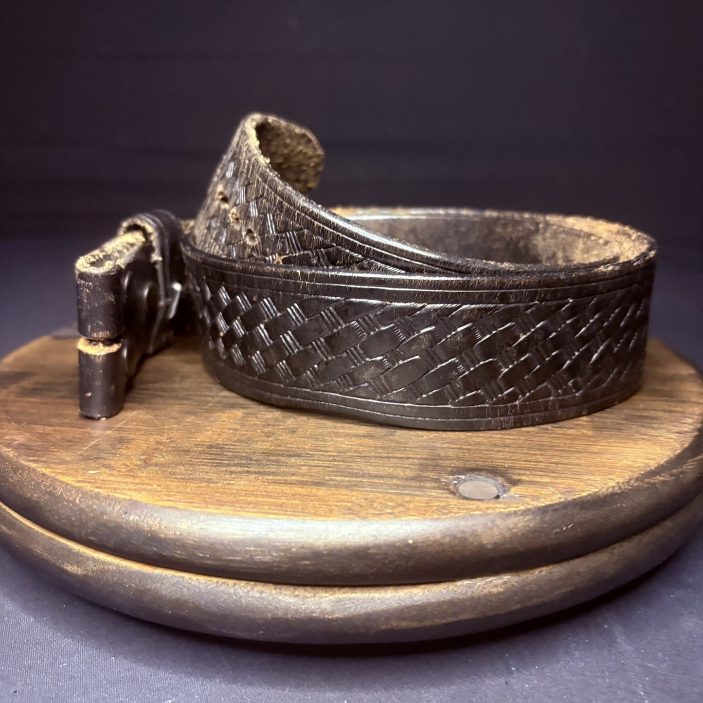 Leather Duty Belt (Size 36") Waist Black Basket Weave Leather1