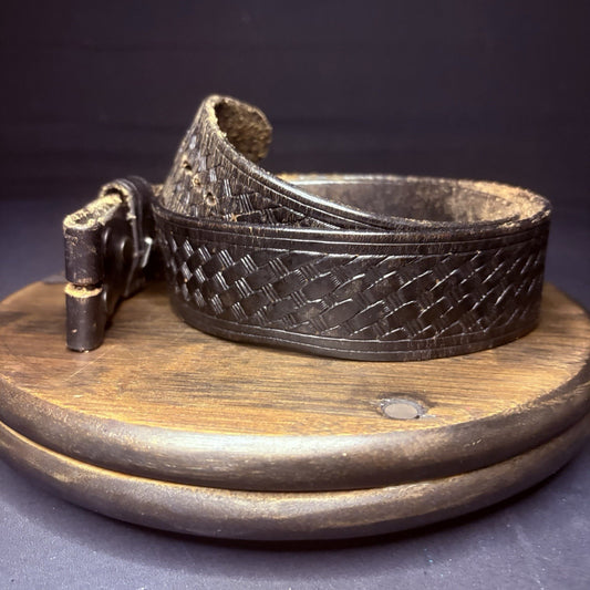 Leather Duty Belt (Size 36") Waist Black Basket Weave Leather1